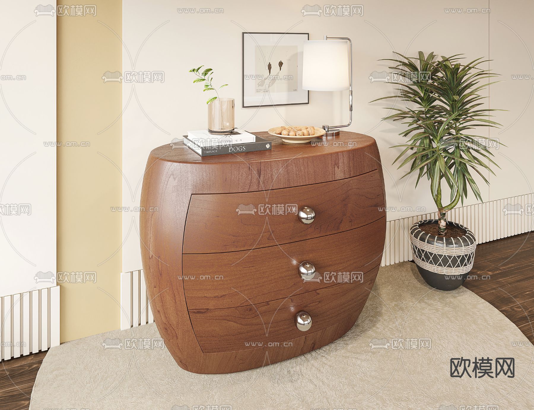现代床头柜3d模型下载