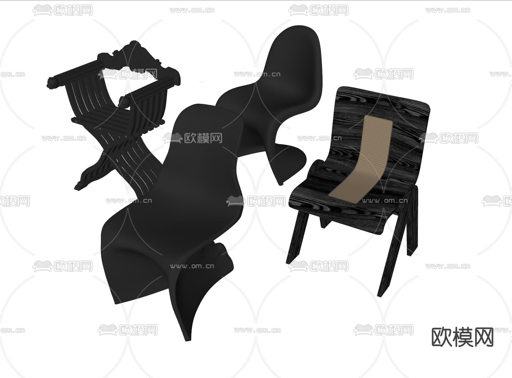 北欧餐椅su模型下载（渲染图2）