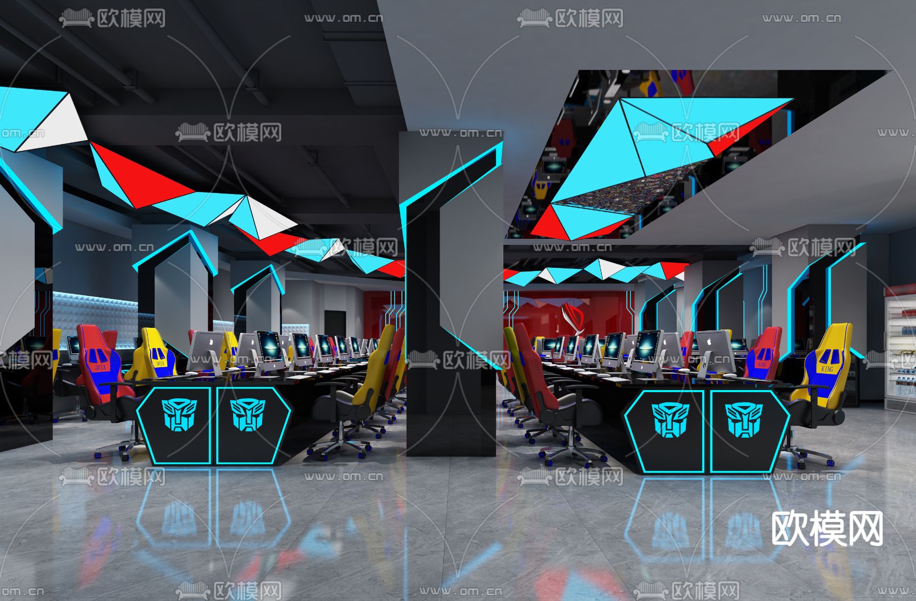 现代网吧 网咖3d模型下载（渲染图1）