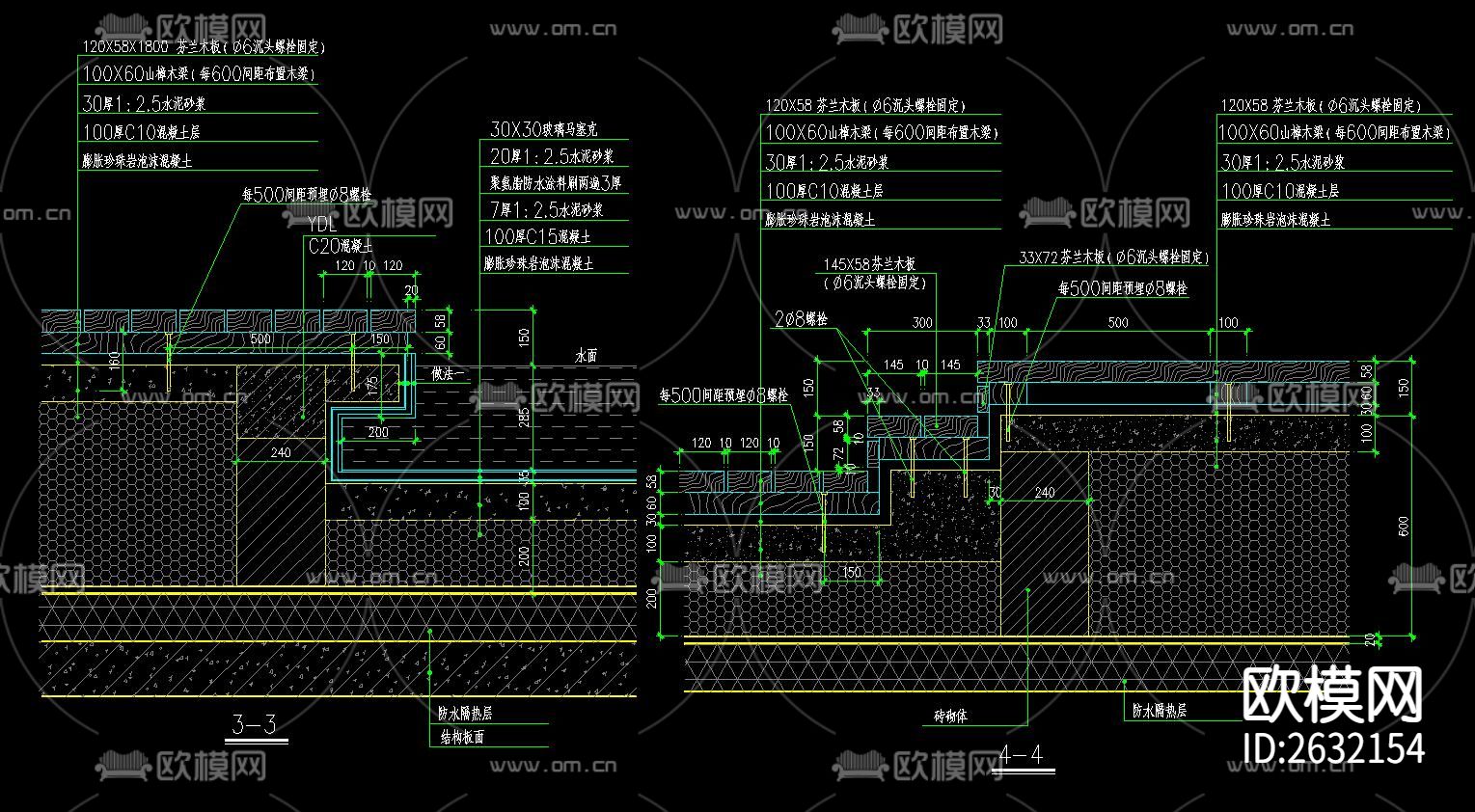 平台 栈道CAD节点大样下载（渲染图3）