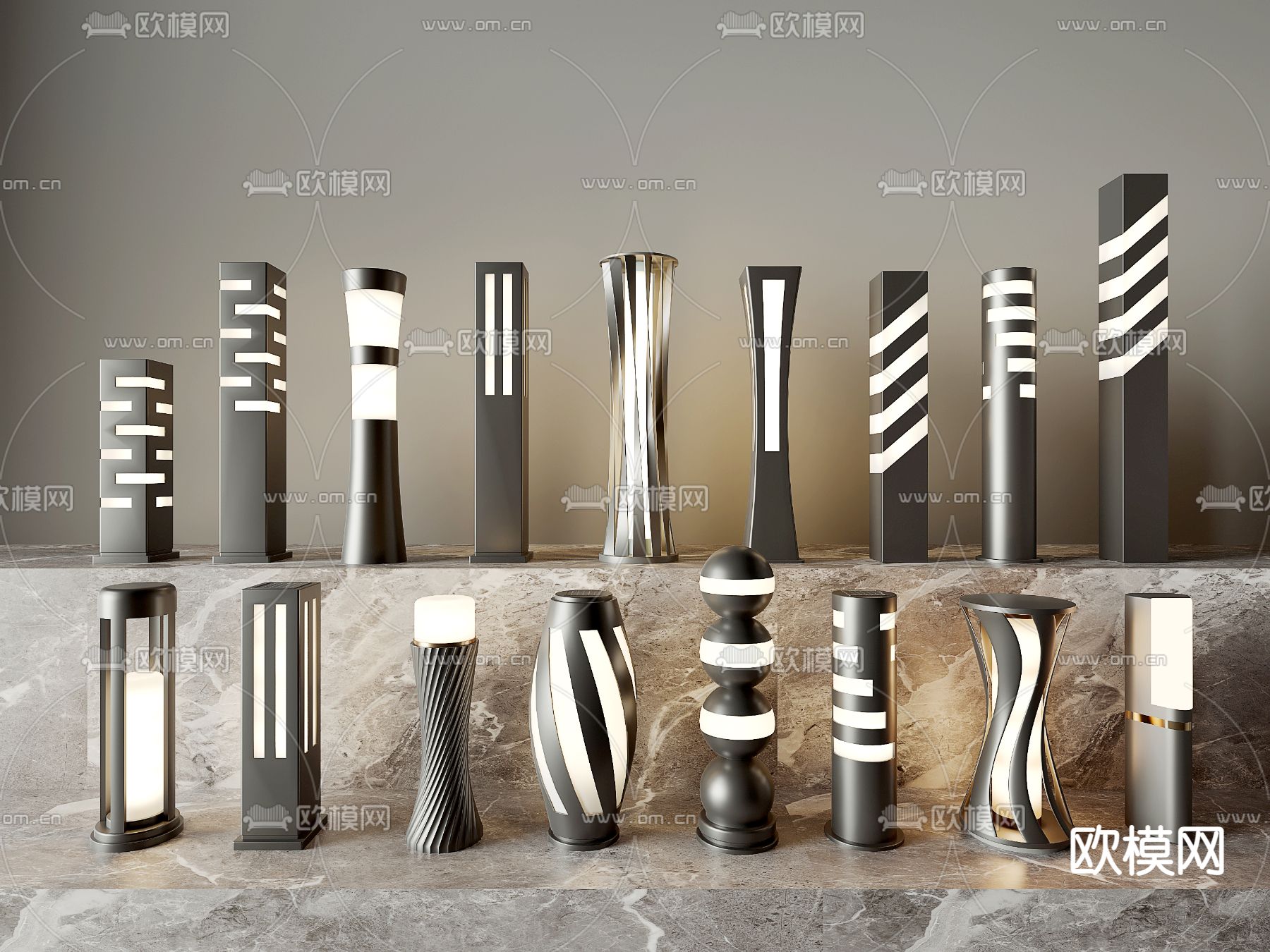 现代景观灯 户外灯 草坪灯su模型下载（渲染图1）