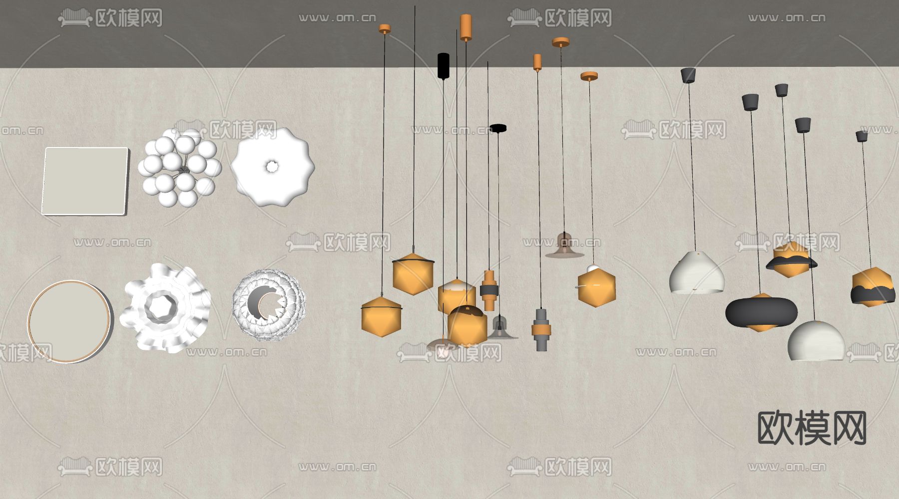 现代小吊灯su模型下载（渲染图4）