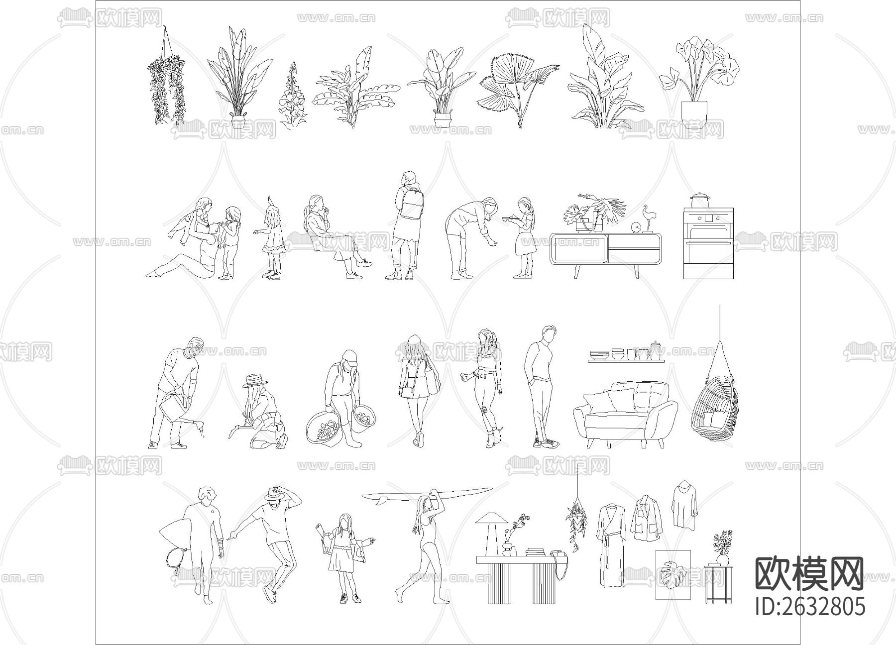 人物家具cad图库下载