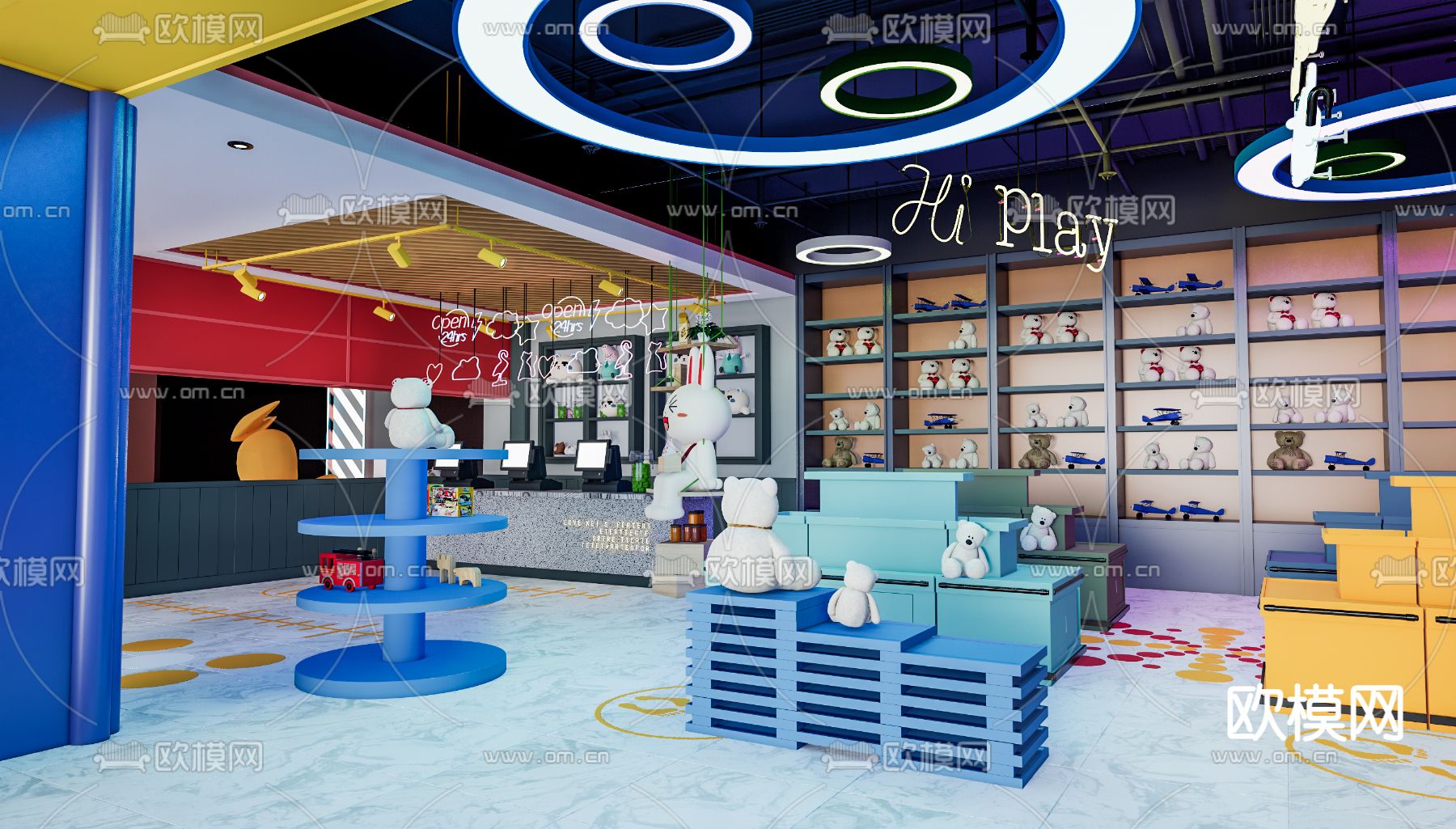 现代潮玩手办店su模型下载（渲染图3）