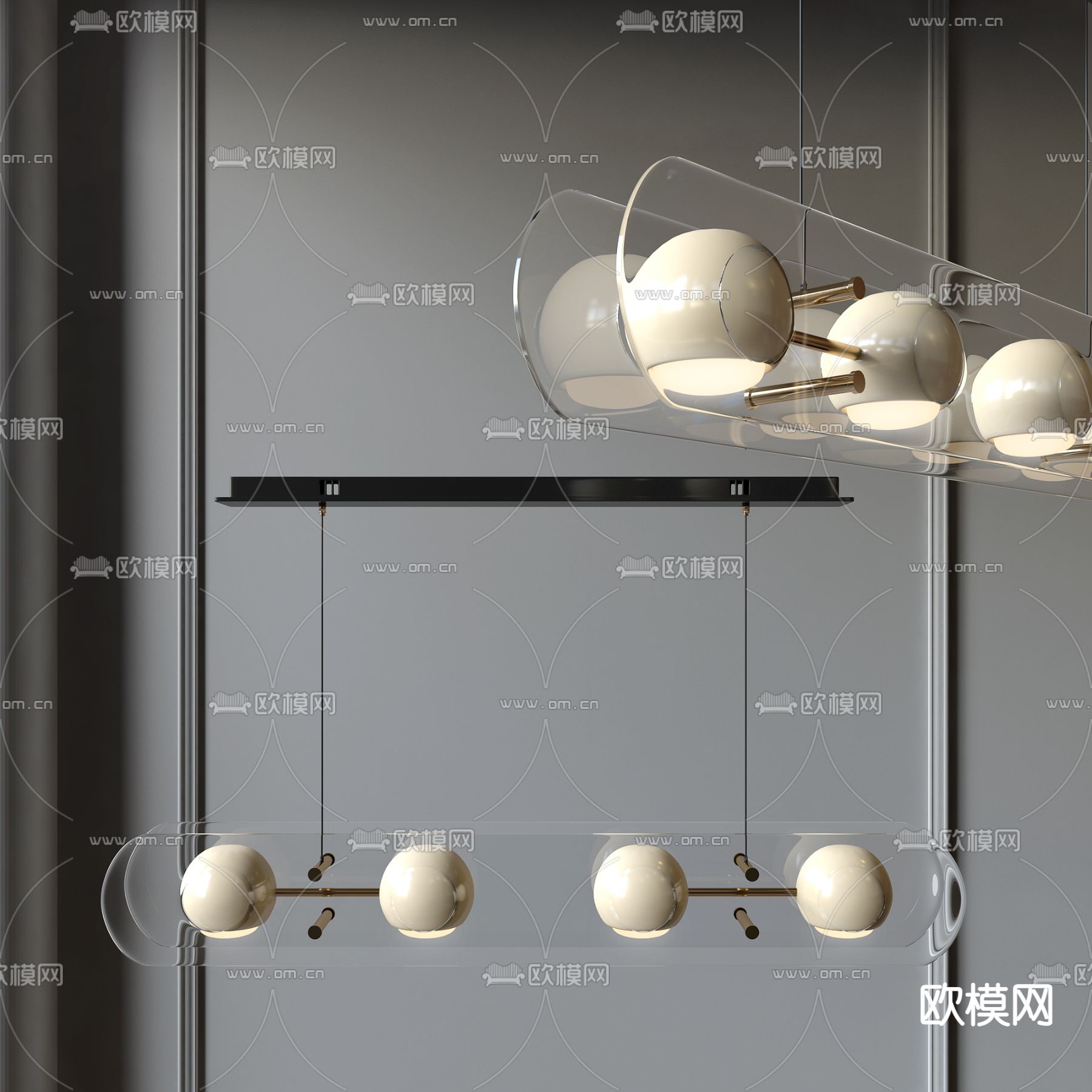 长条吊灯 餐厅灯3d模型下载_ID14082833_3dmax免费模型-欧模网