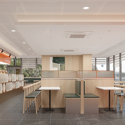  现代自助餐厅su模型 