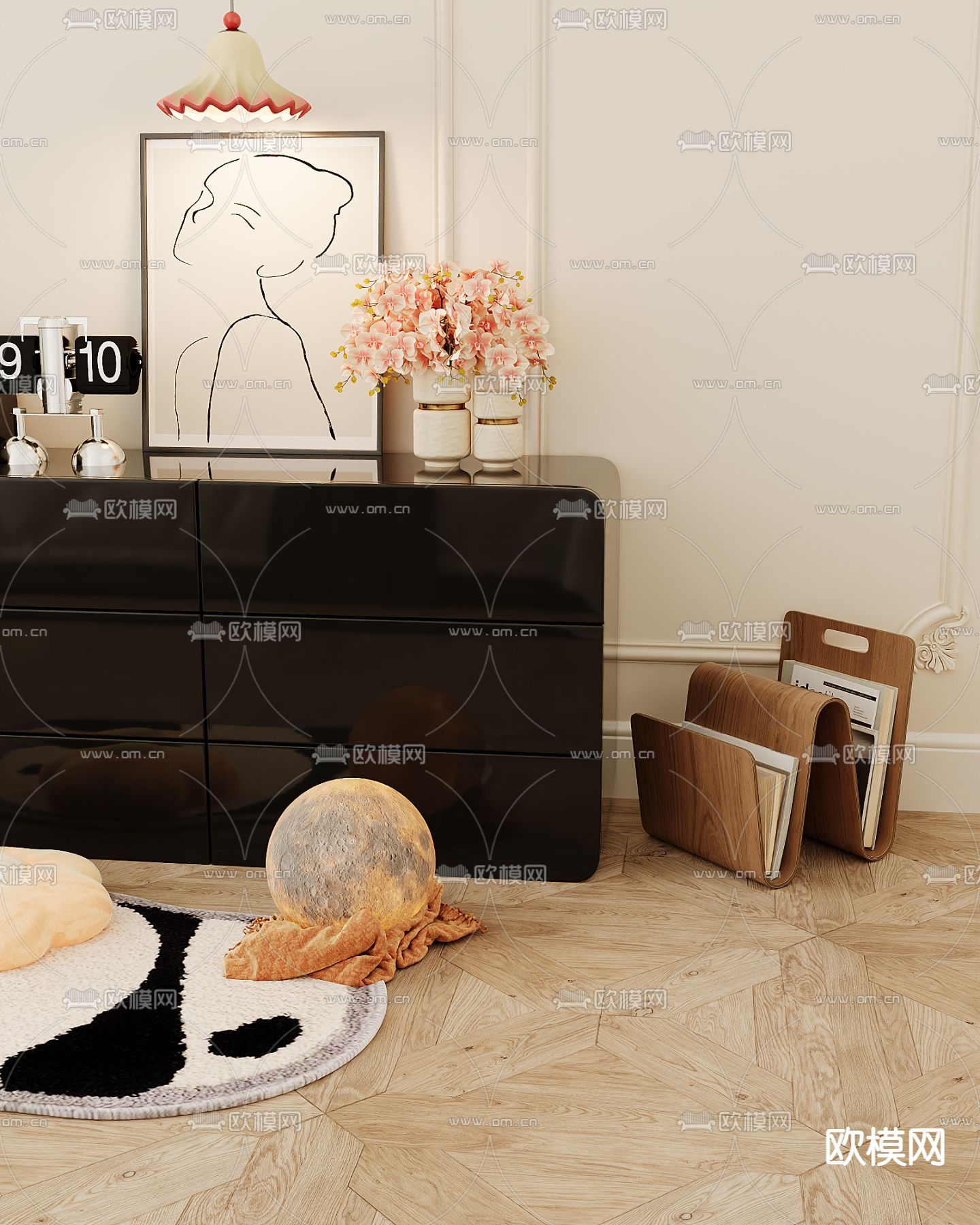 梳妆台3d模型下载（渲染图2）