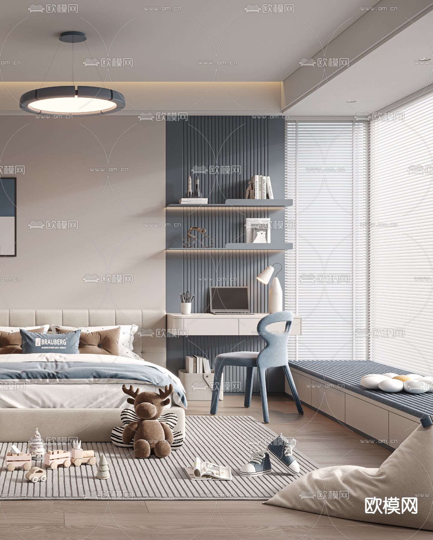 儿童房 男孩房 小孩房3d模型下载（渲染图2）