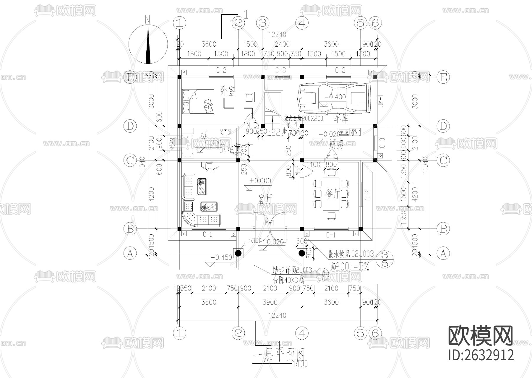 自建两层小别墅建筑CAD施工图下载（渲染图8）