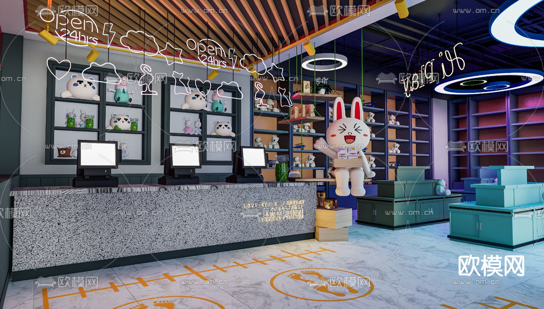 现代潮玩手办店su模型下载（渲染图1）