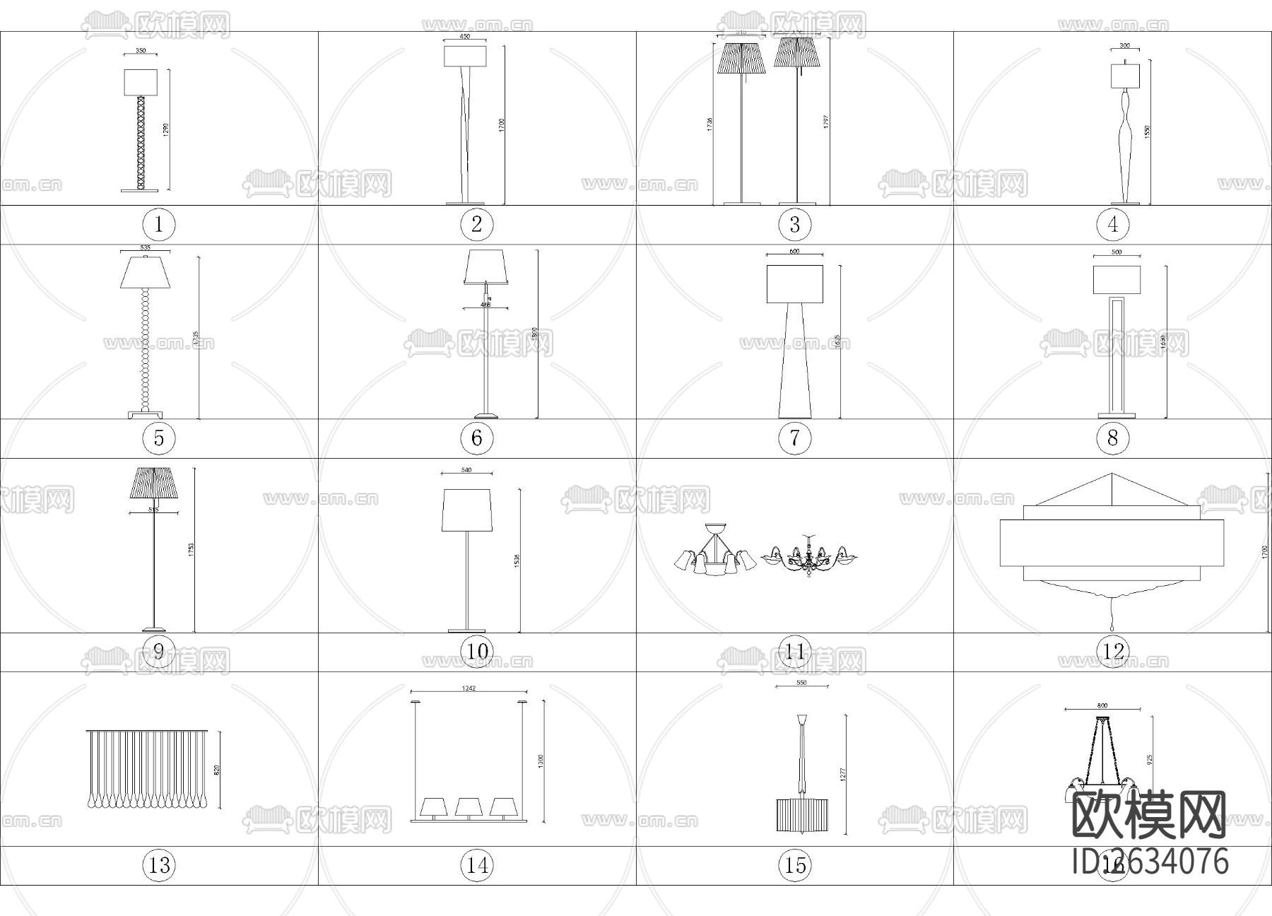 新中式灯具cad图库下载（渲染图1）