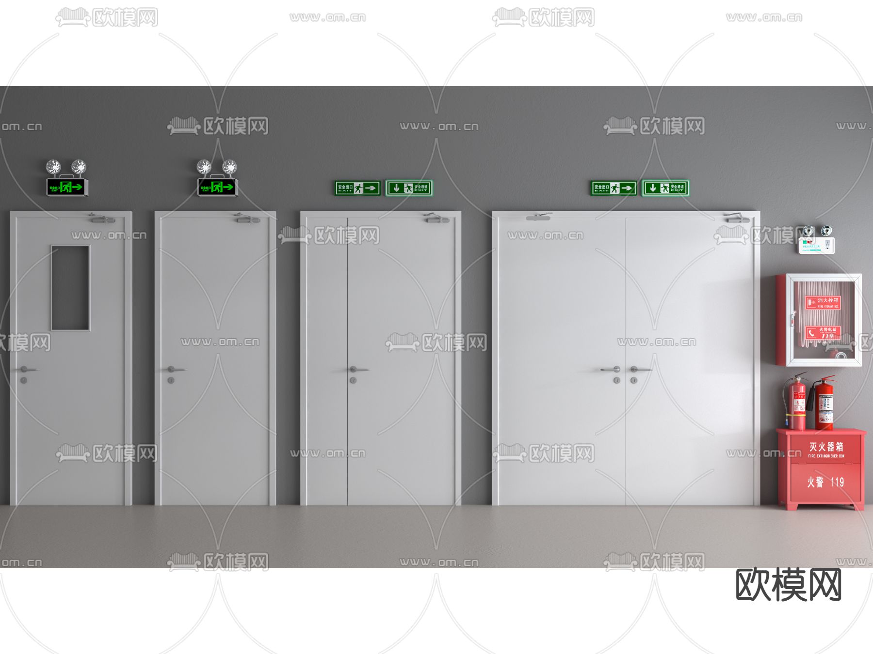 现代消防门 防火门 安全门su模型下载_ID14082422_sketchup模型下载-欧模网