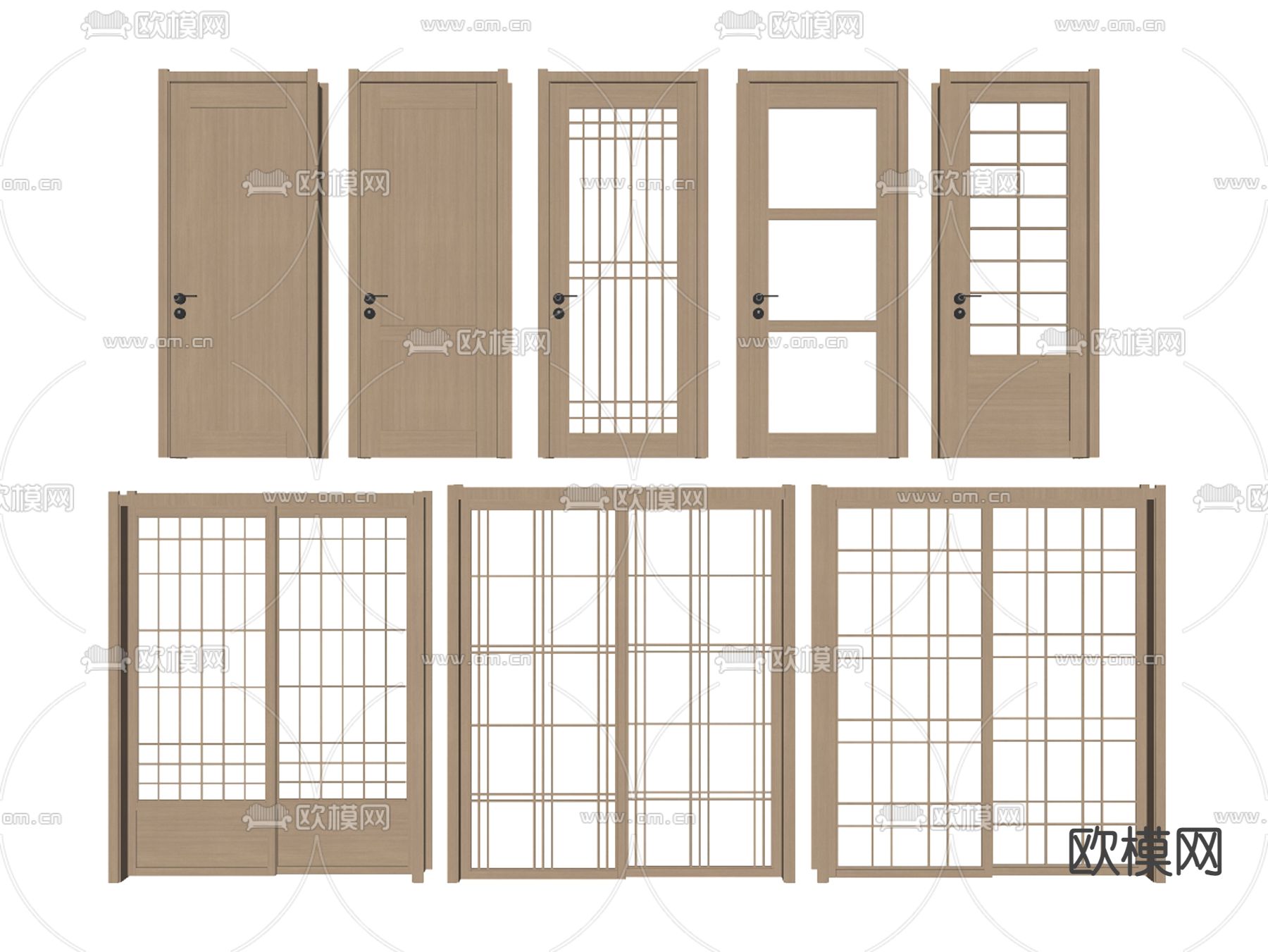 日式房门推拉门su模型下载（渲染图2）