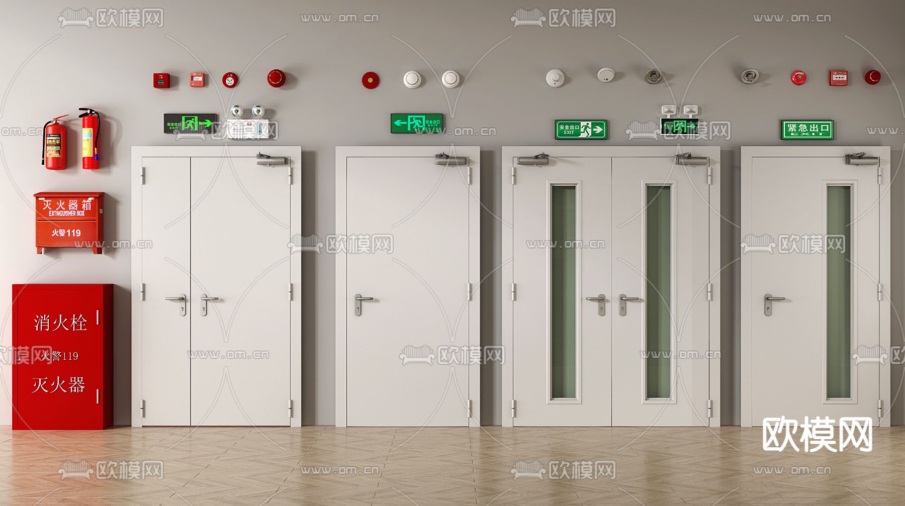 消防门 防火门 消防栓3d模型下载