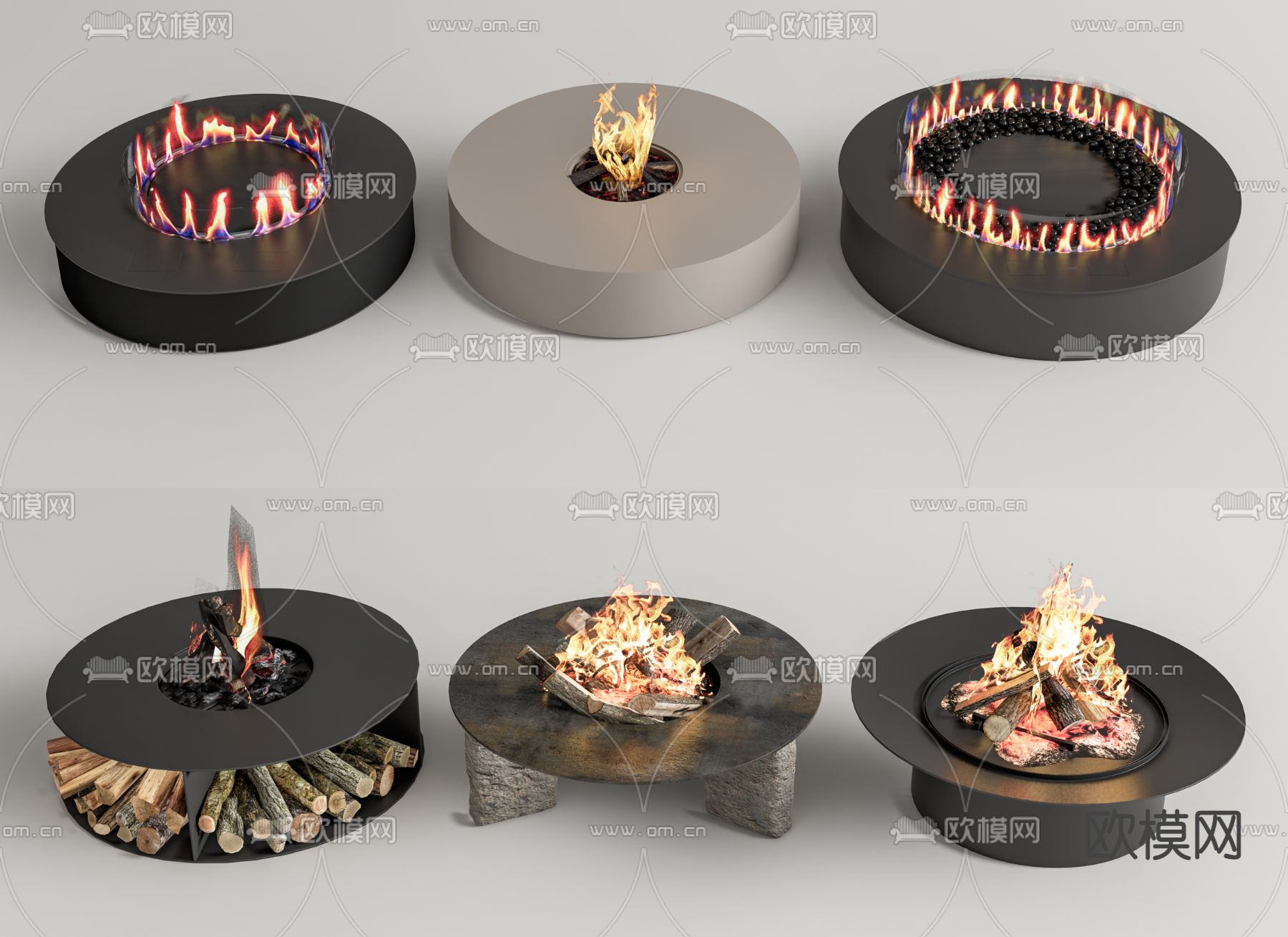 户外壁炉 围炉 篝火su模型下载（渲染图1）