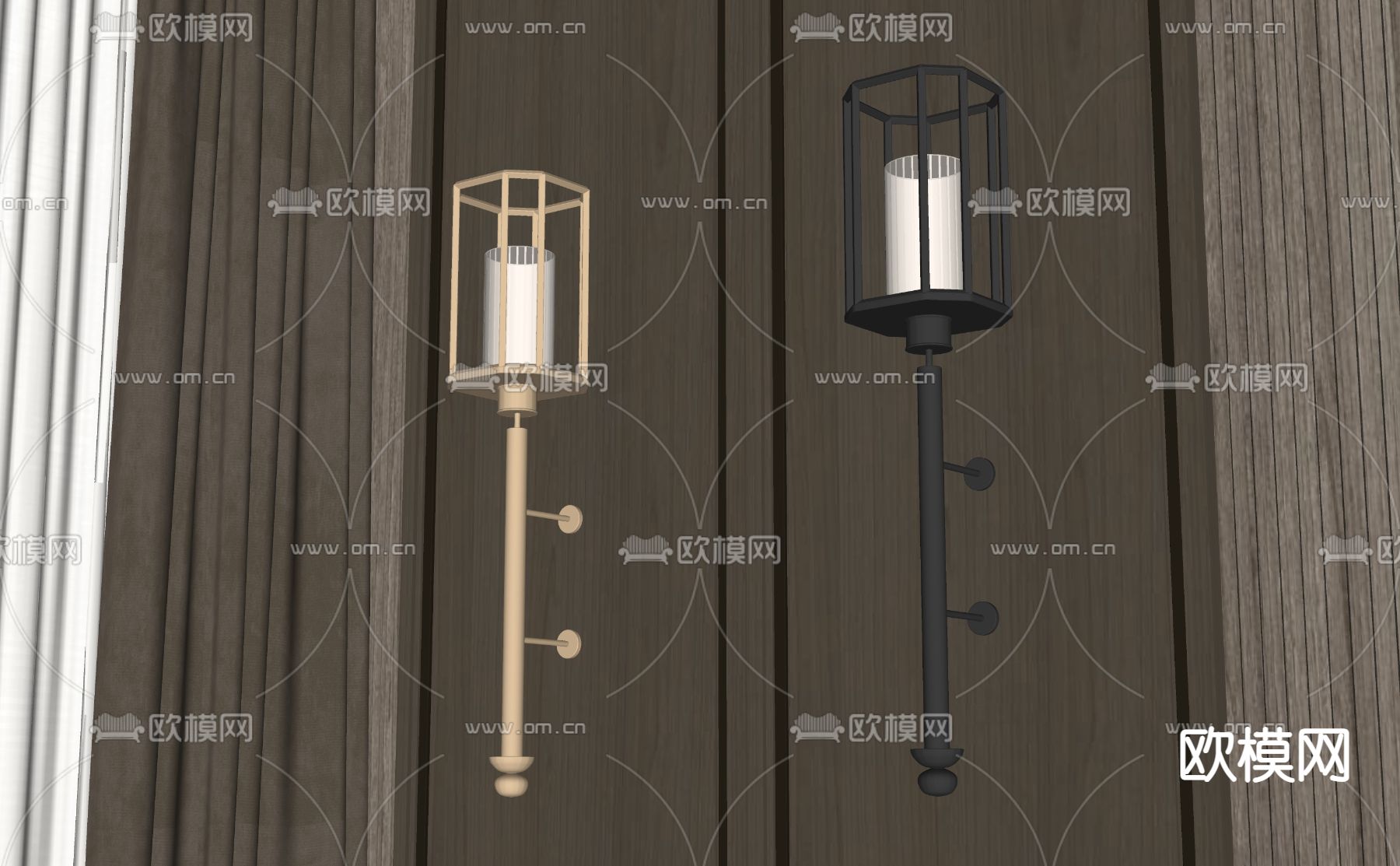 新中式壁灯su模型下载（渲染图2）