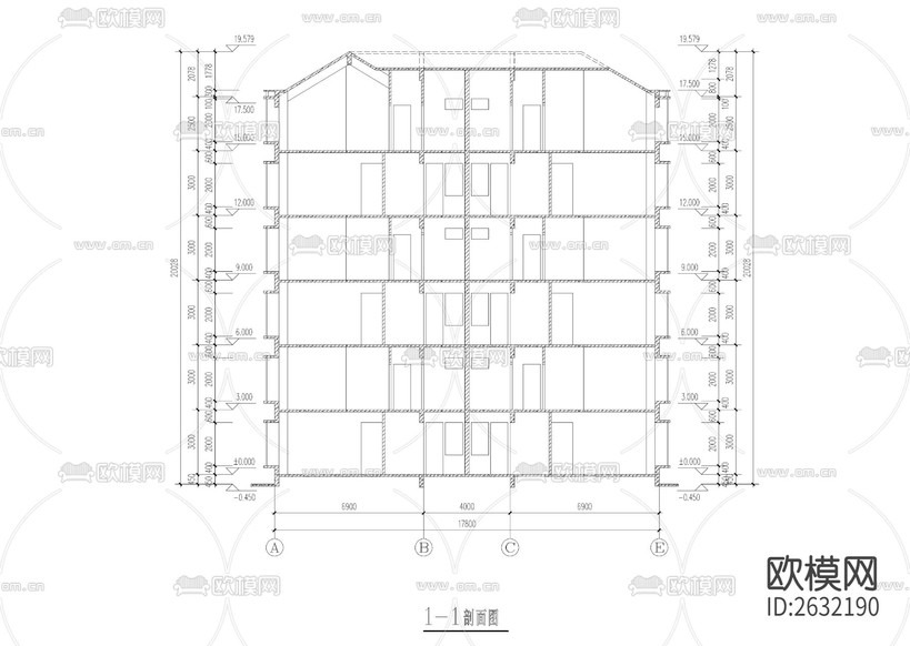 復(fù)式公寓樓CAD施工圖下載(渲染圖5)