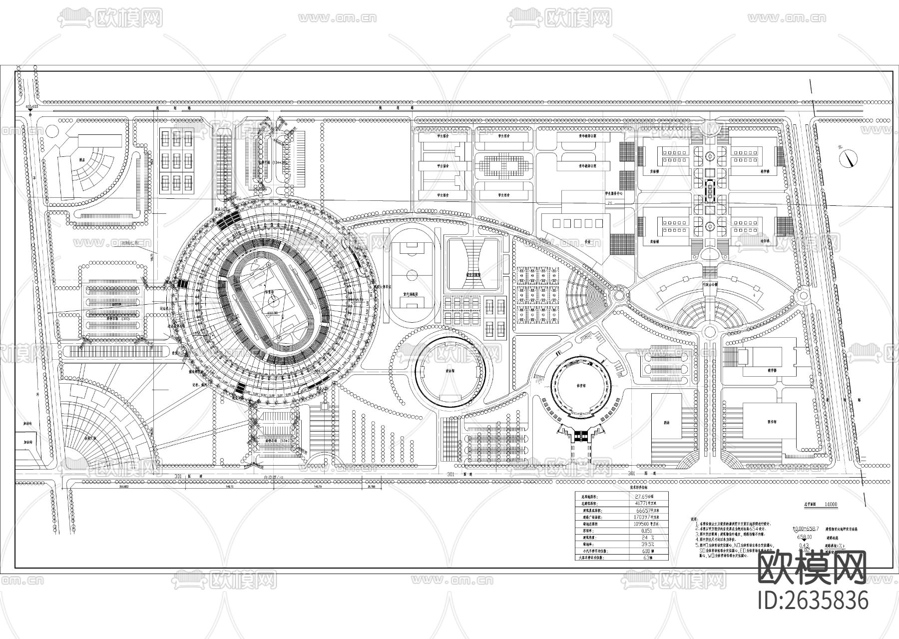 大学学校体育馆CAD施工图下载（渲染图1）