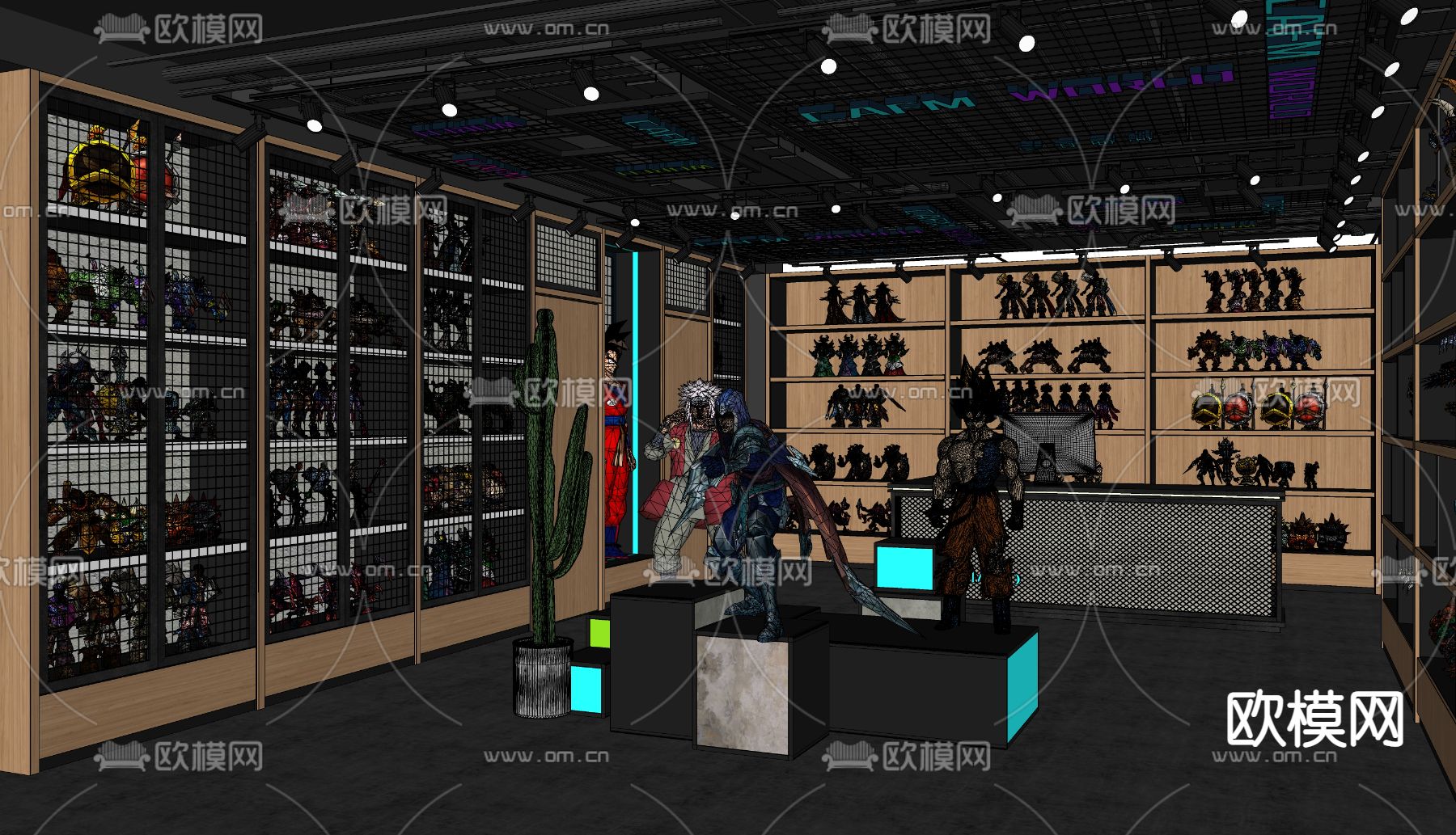 潮玩手办店su模型下载（渲染图2）