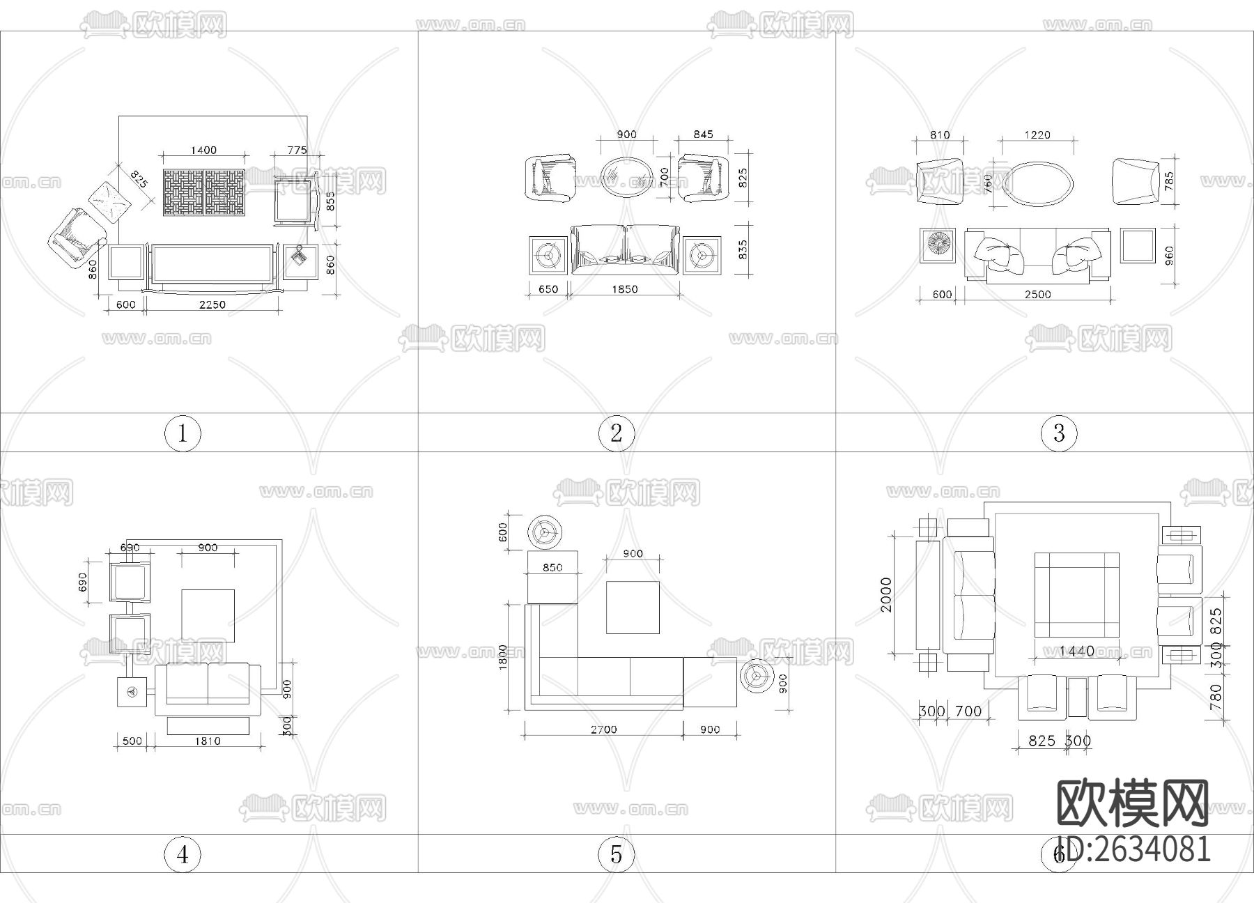 带尺寸轻奢沙发合集cad图库下载（渲染图1）