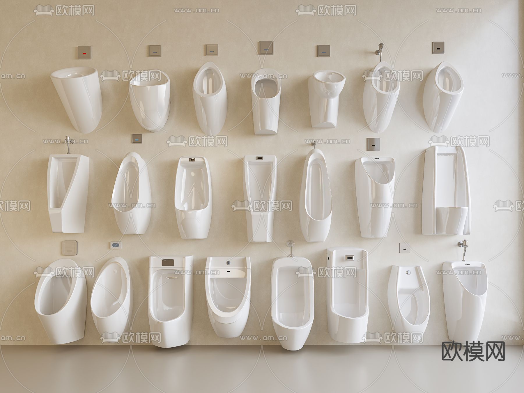 现代小便器 小便斗su模型下载（渲染图1）