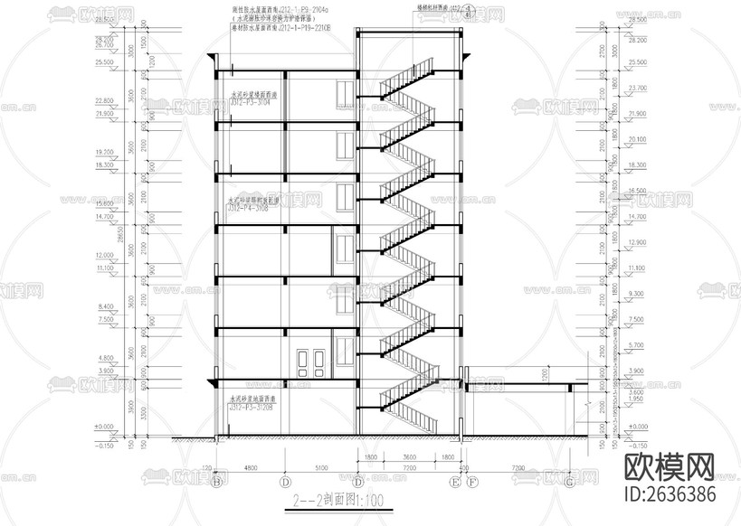 賓館全套建筑CAD施工圖下載(渲染圖4)