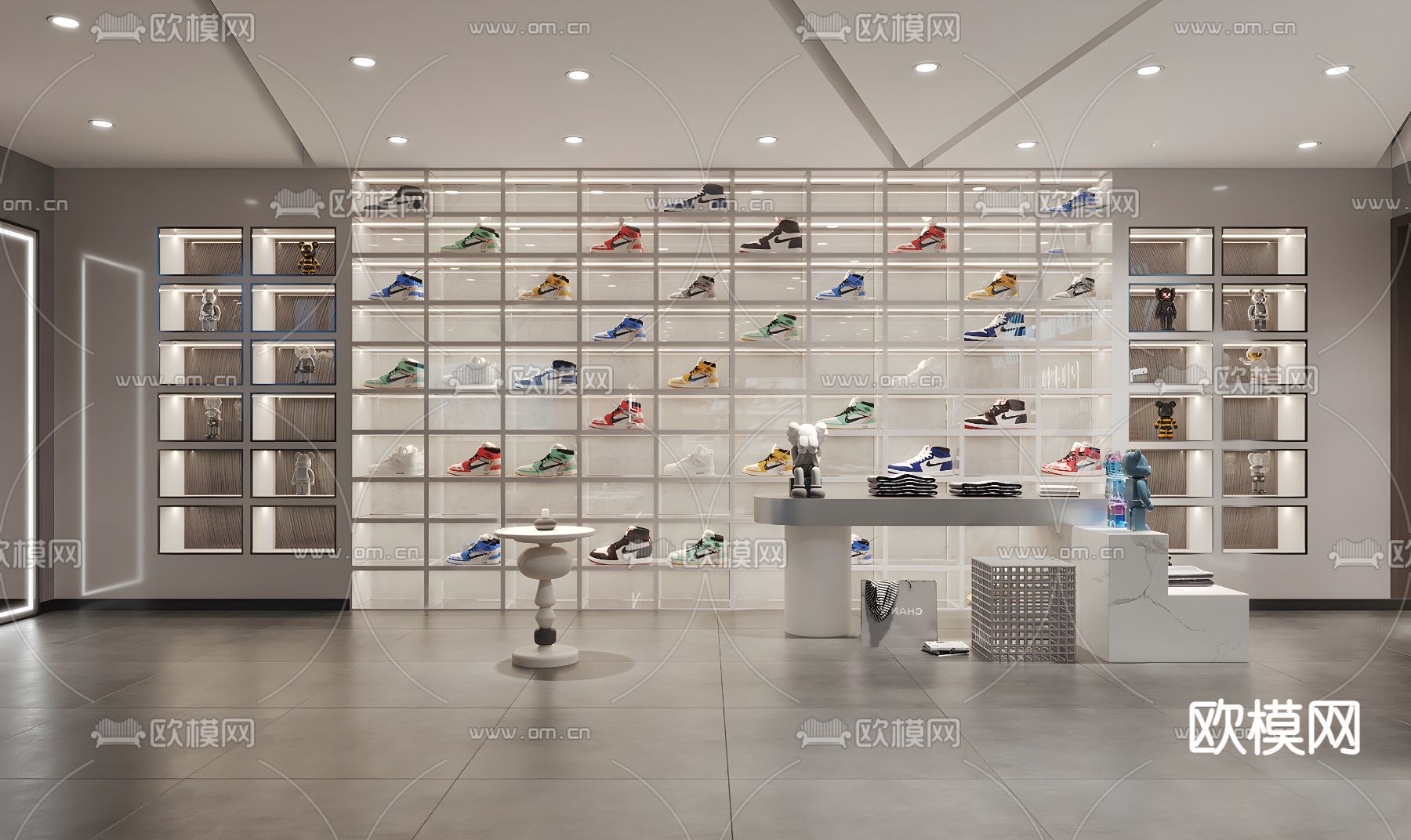 现代潮流鞋店su模型下载（渲染图1）