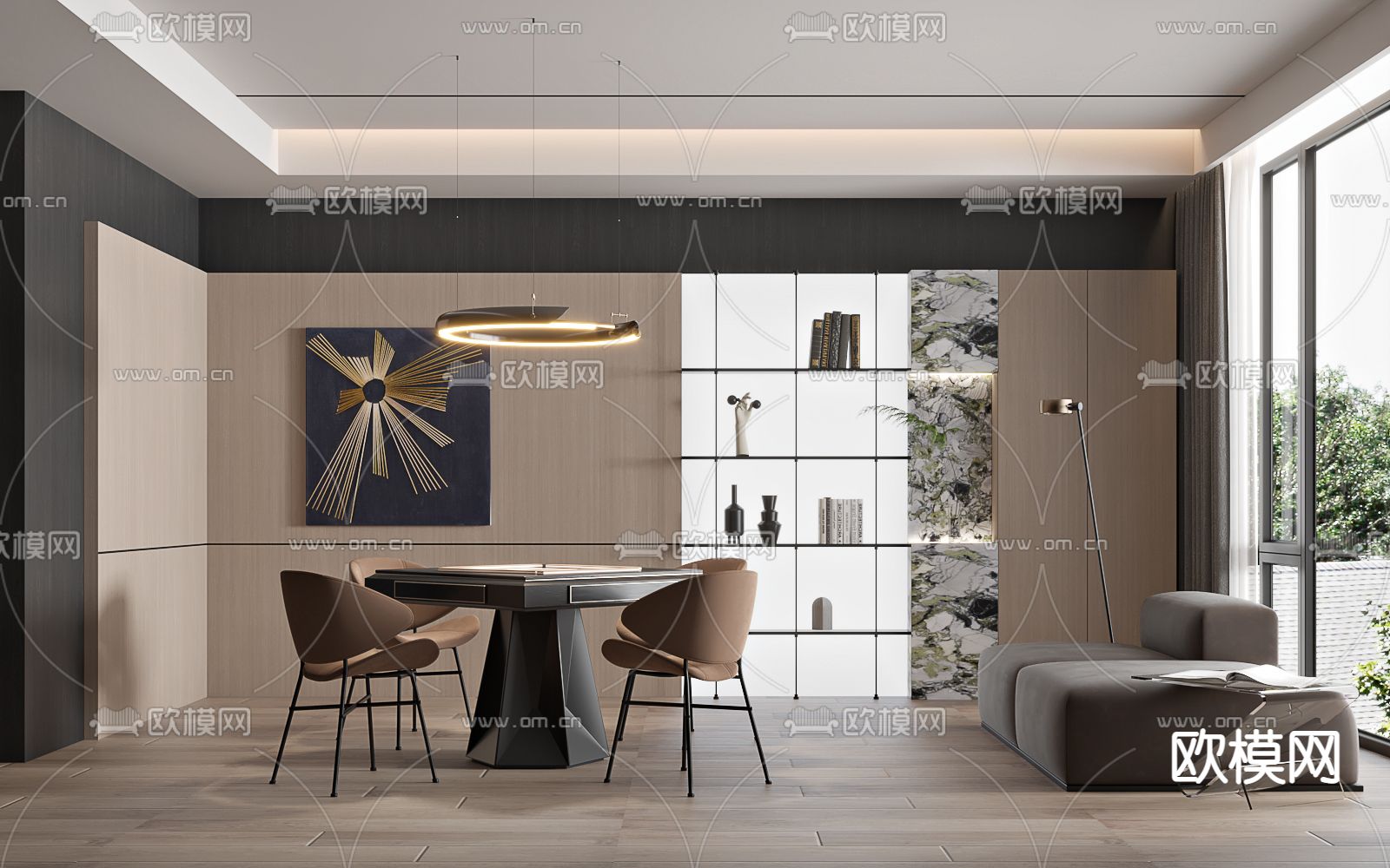 棋牌室 麻将室3d模型下载