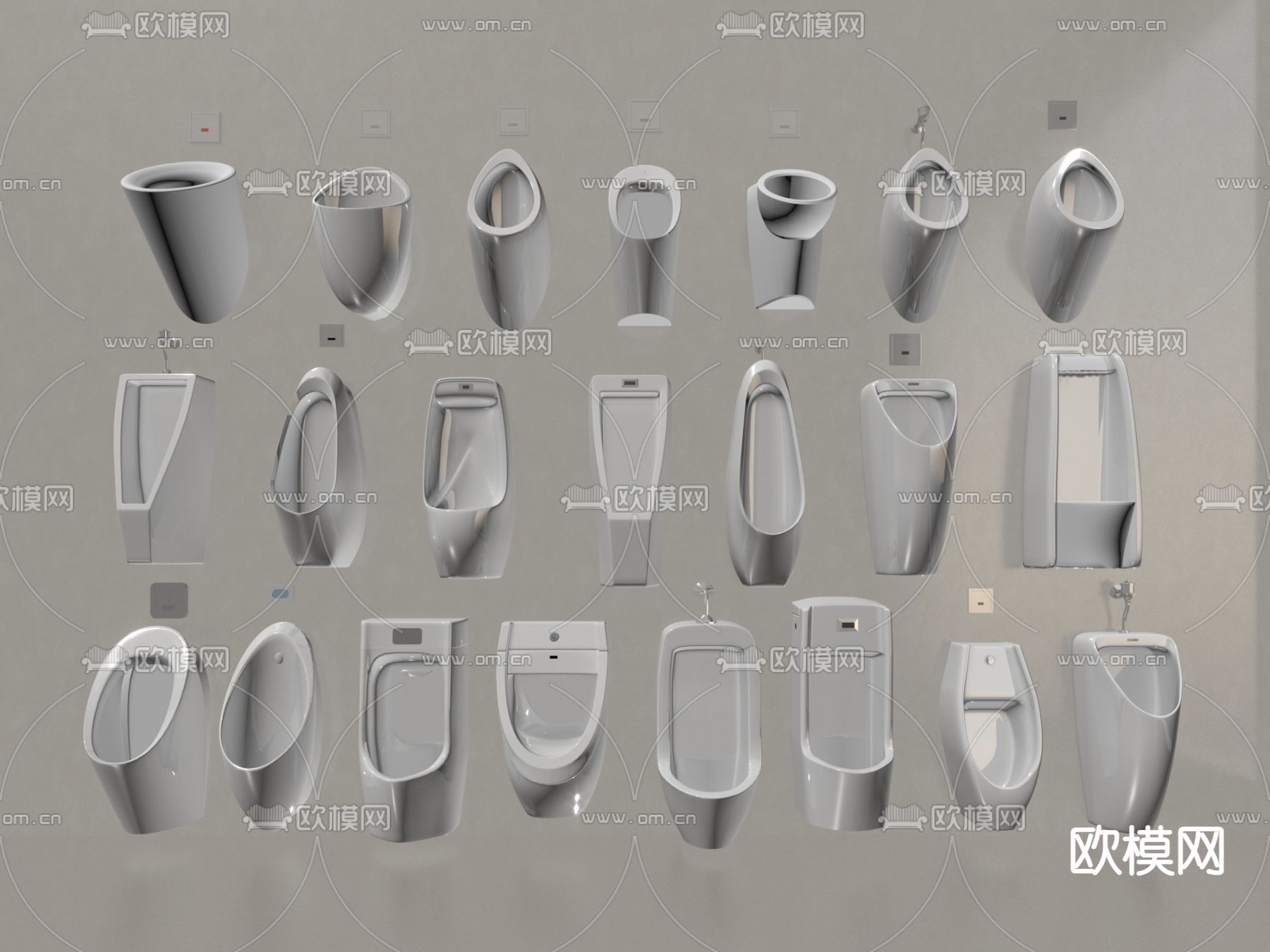 现代小便器 小便斗su模型下载（渲染图2）