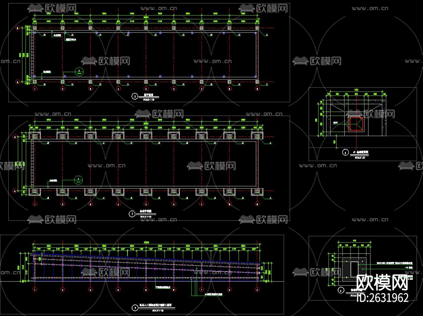 地下车库入口CAD节点大样下载（渲染图7）