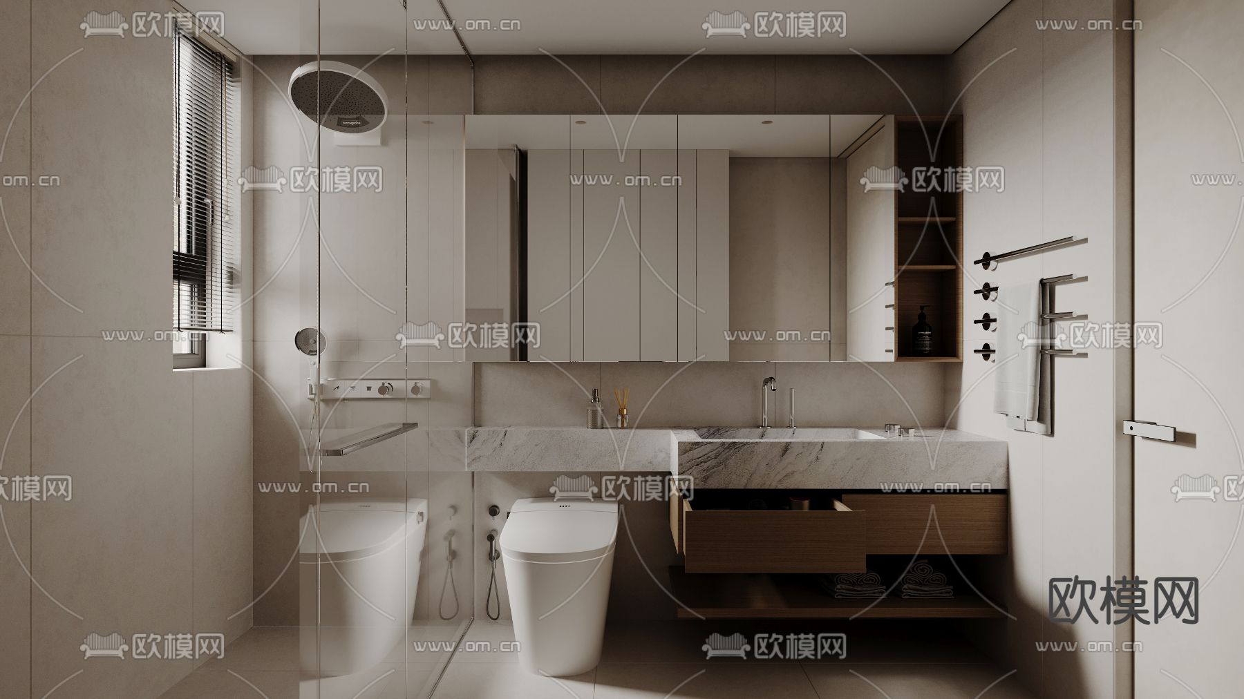 侘寂卫生间 浴室3d模型下载（渲染图1）