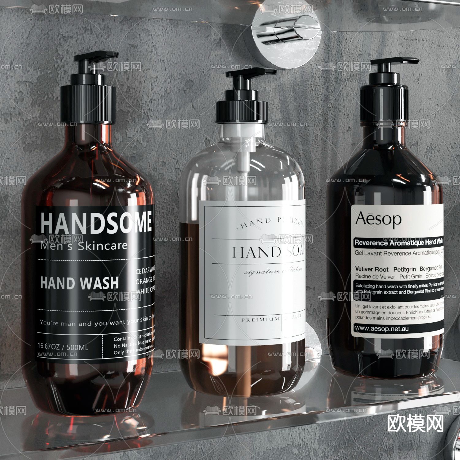 洗浴用品 毛巾 香薰 沐浴露 五金3d模型下载（渲染图2）