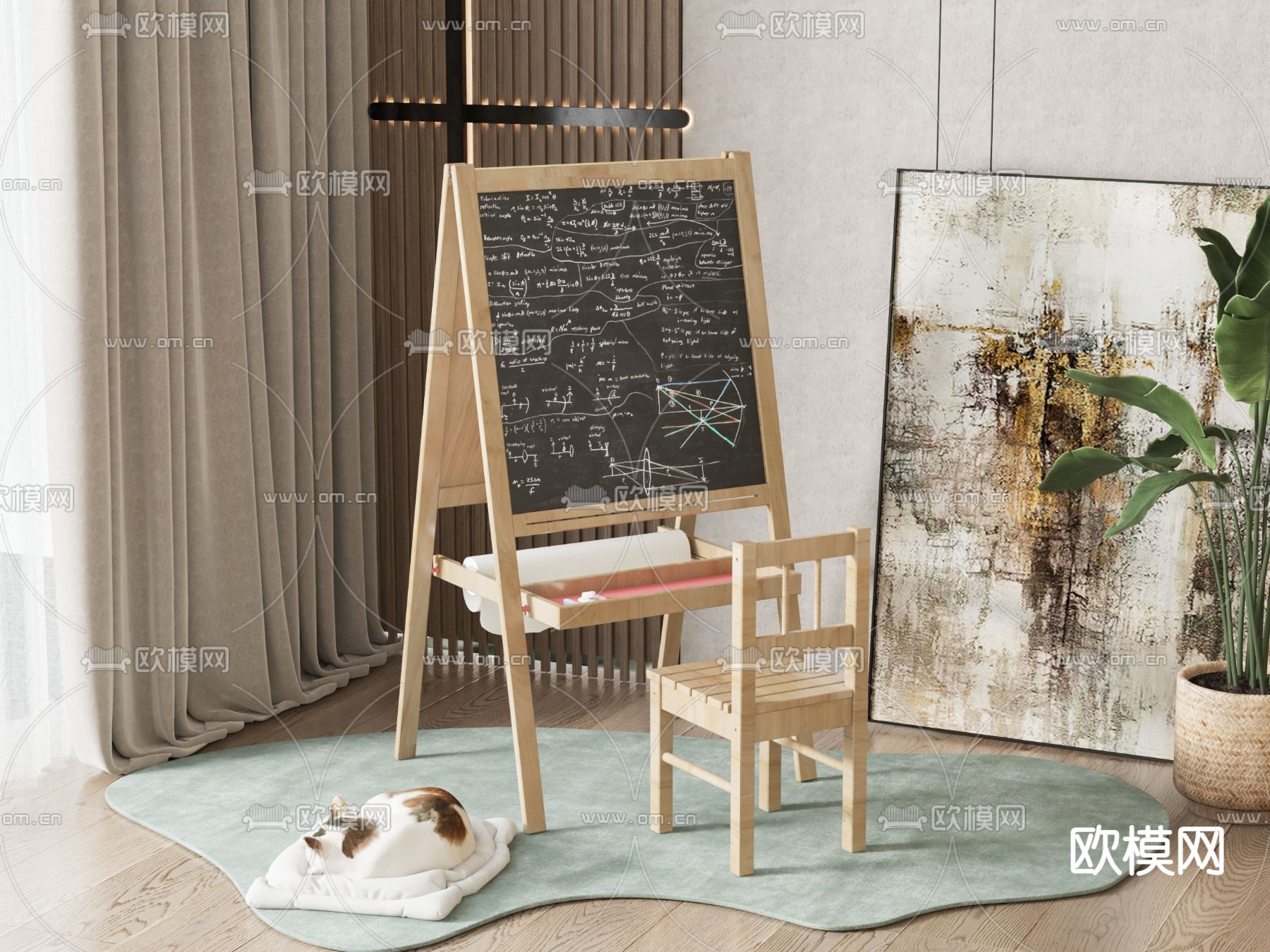 儿童黑板 画板3d模型下载