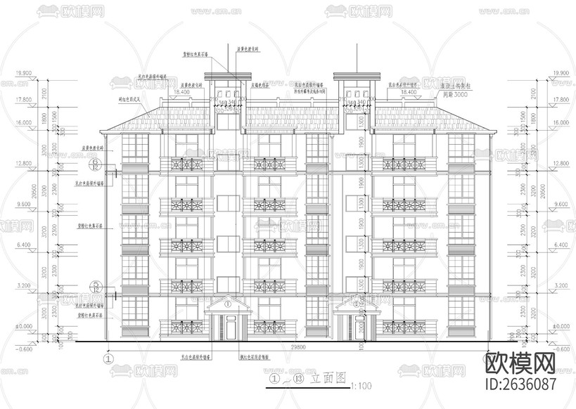 公寓樓CAD施工圖下載(渲染圖4)