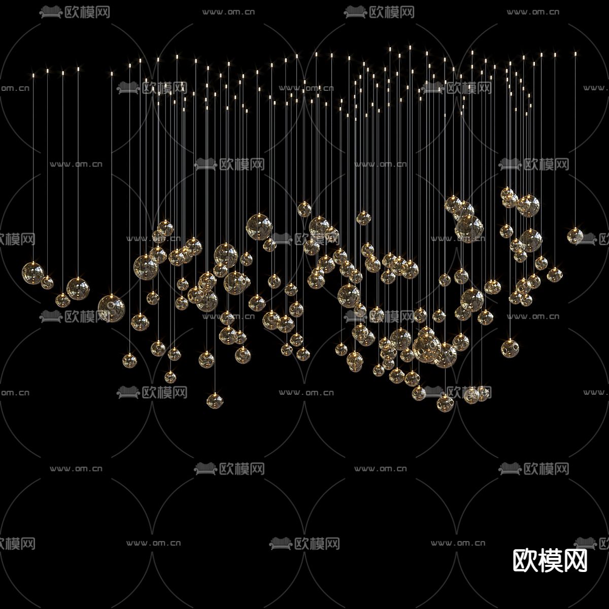 水晶灯 大堂吊灯3d模型下载（渲染图1）