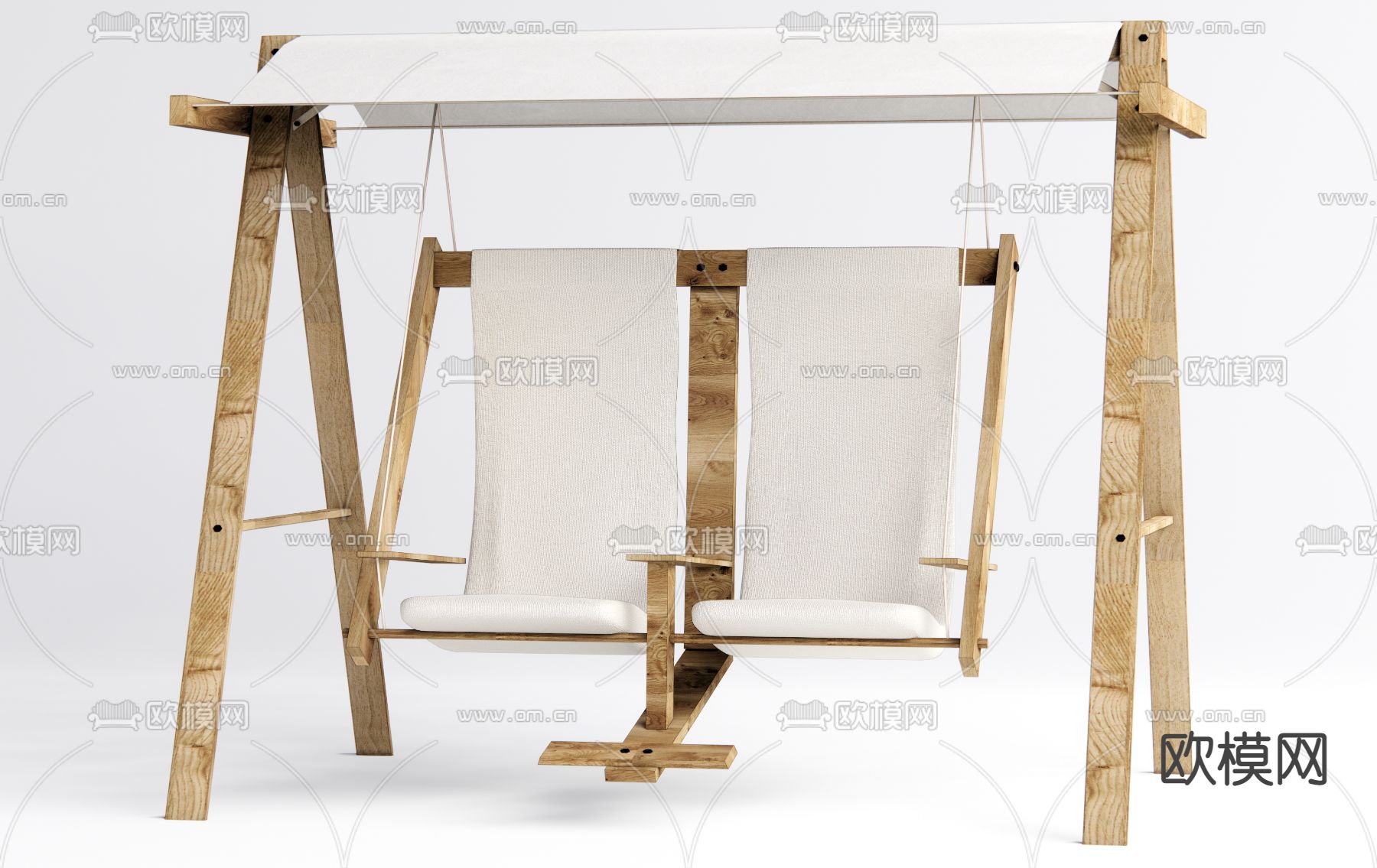 原木秋千椅su模型下载（渲染图1）