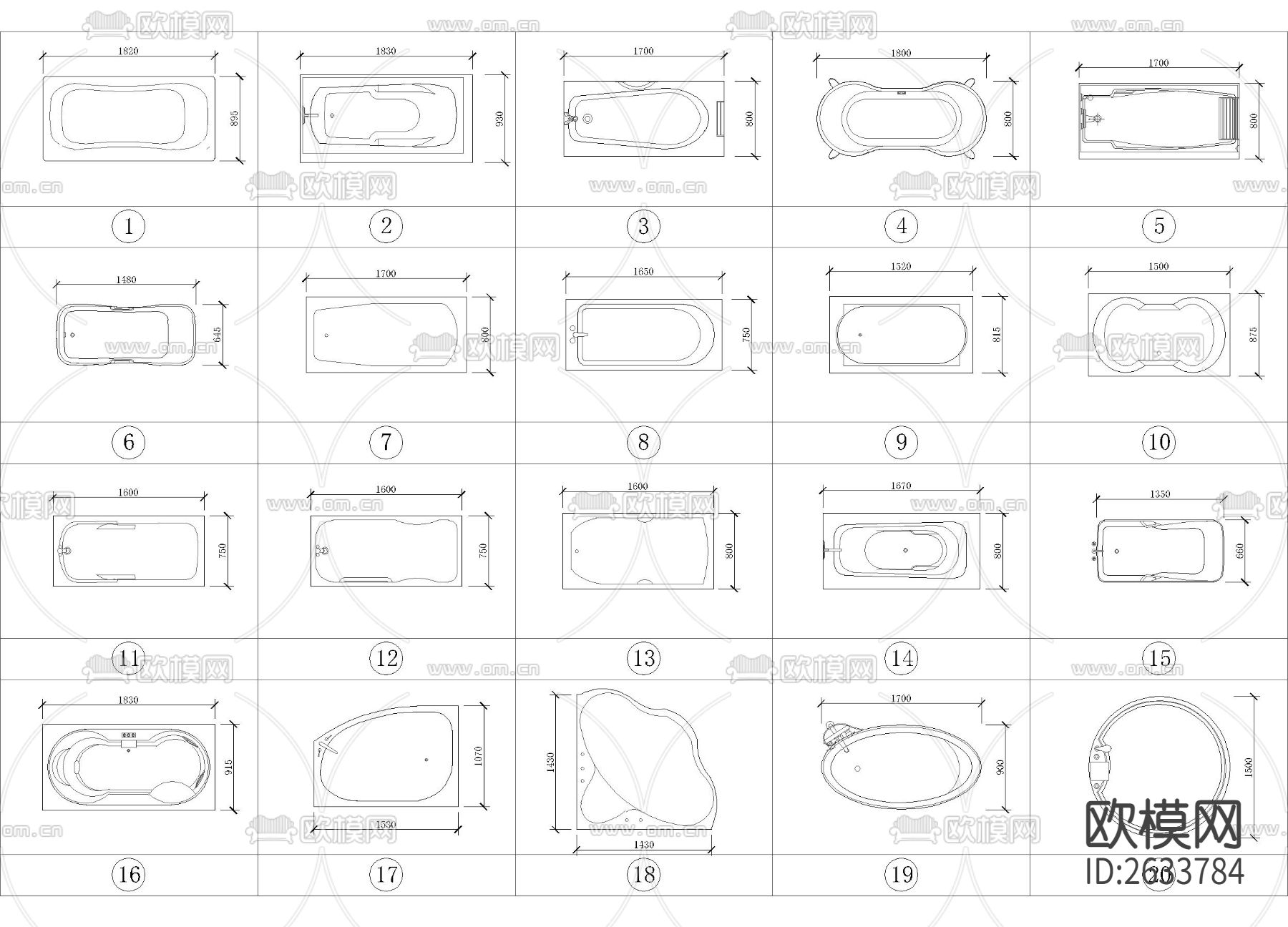 带尺寸的马桶水池花洒合集cad图库下载（渲染图3）