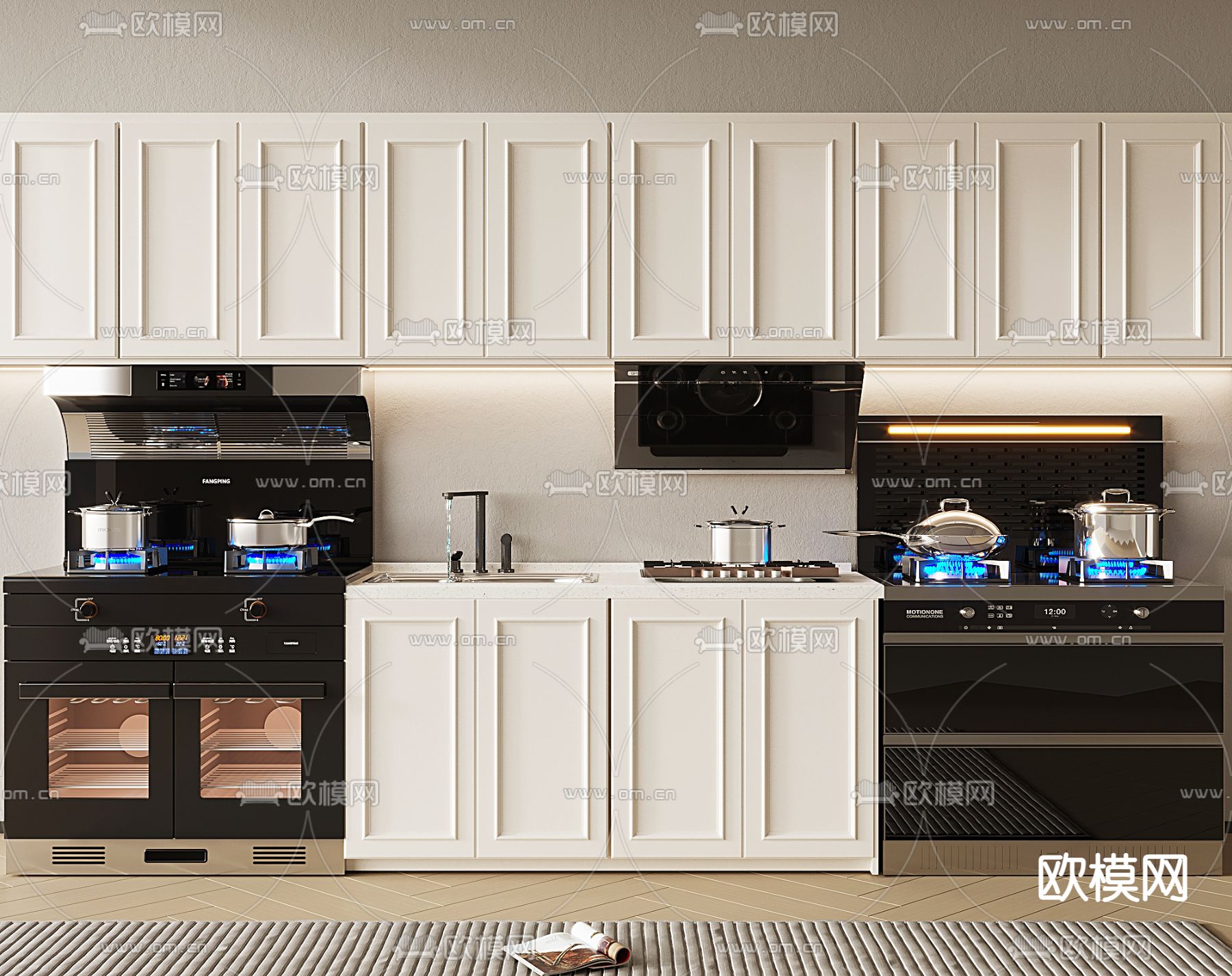 集成灶 燃气灶 油烟机3d模型下载