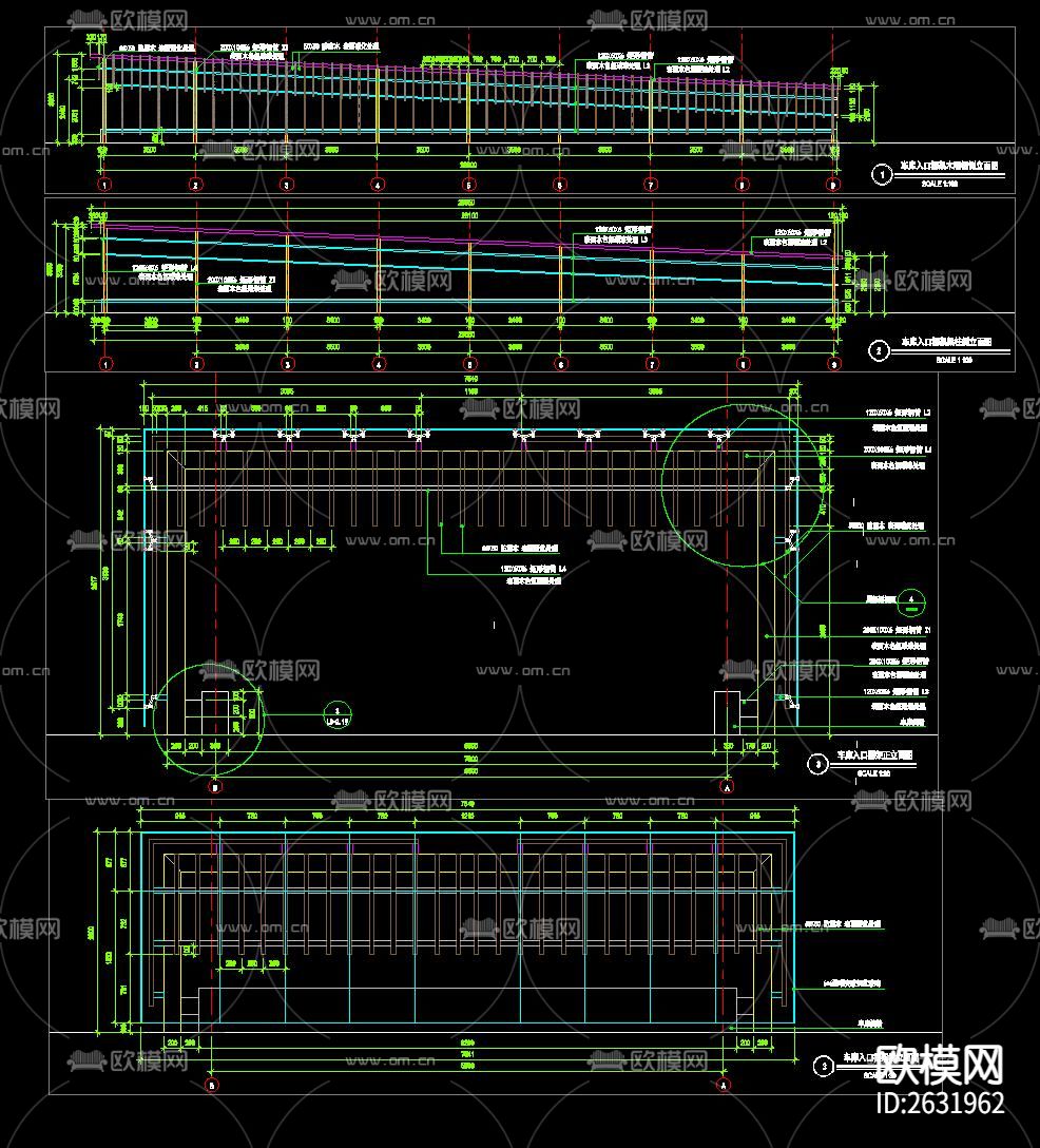 地下车库入口CAD节点大样下载（渲染图10）