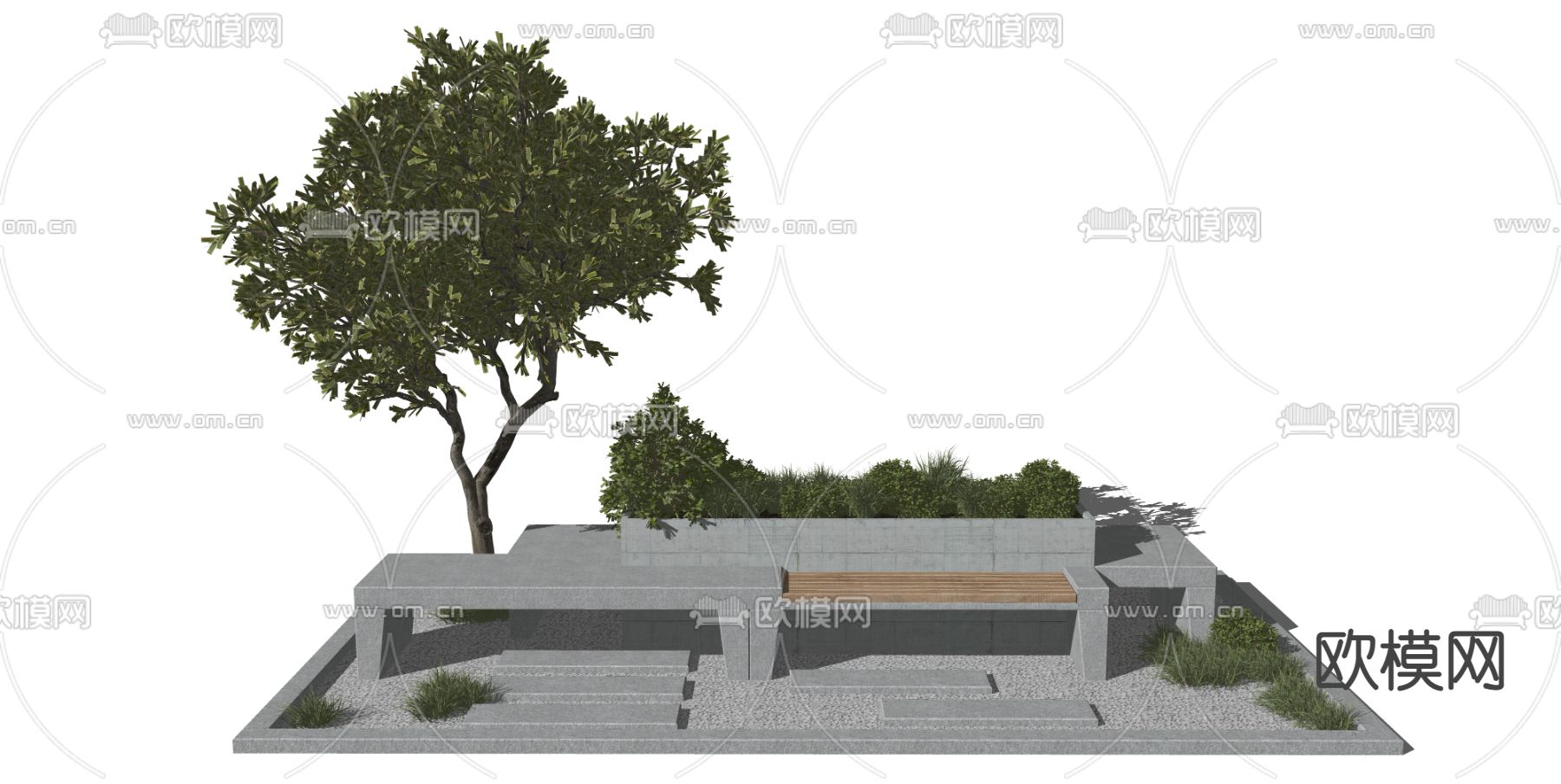 现代树池座椅su模型下载（渲染图3）
