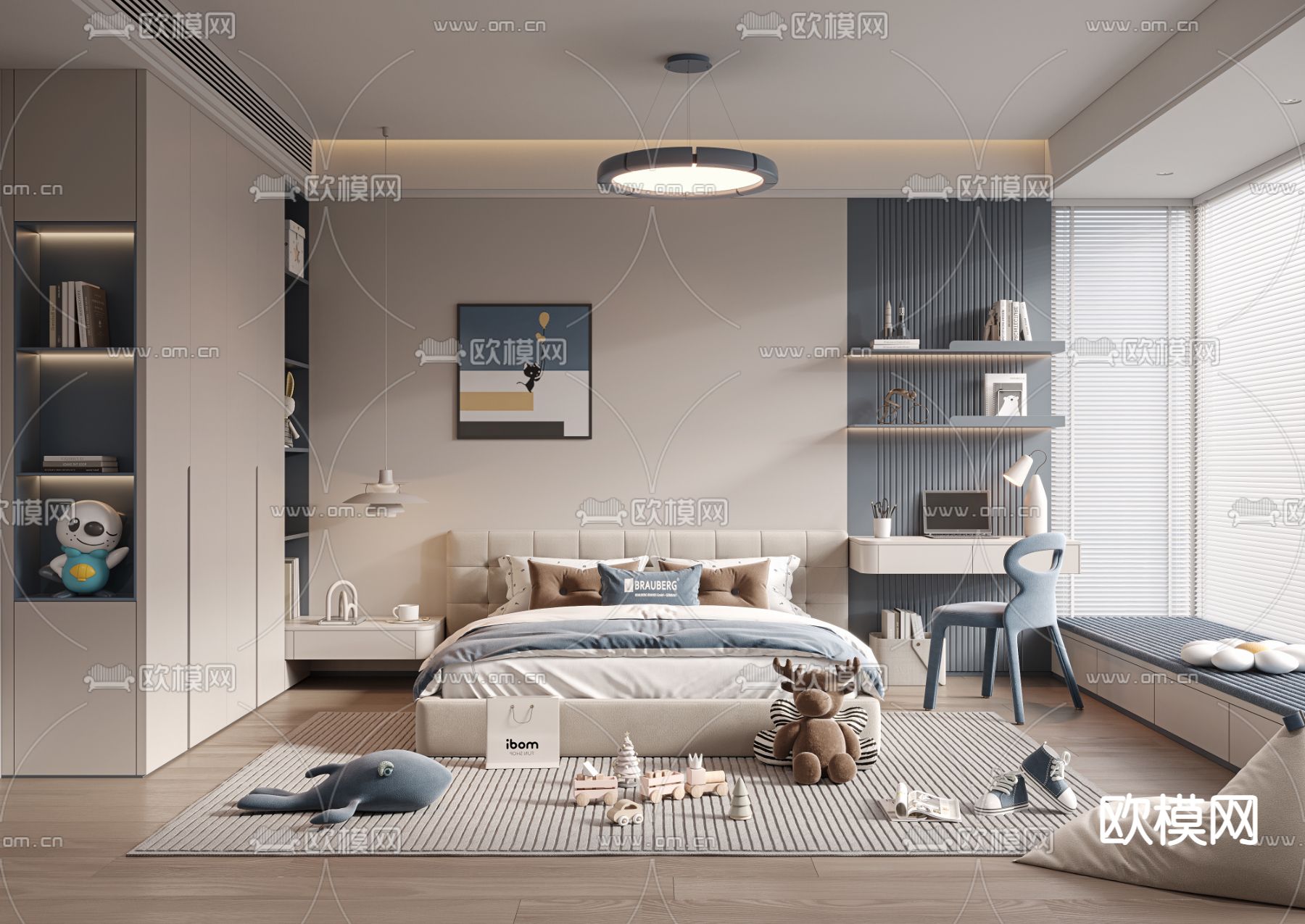 儿童房 男孩房 小孩房3d模型下载（渲染图1）