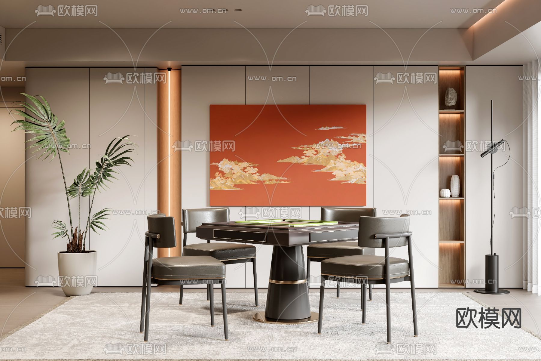 棋牌室 麻将室3d模型下载