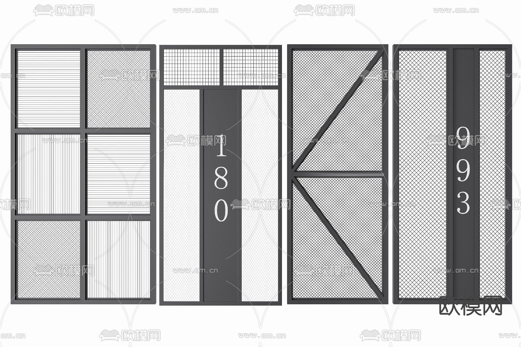 工业风屏风 网格隔断3d模型下载
