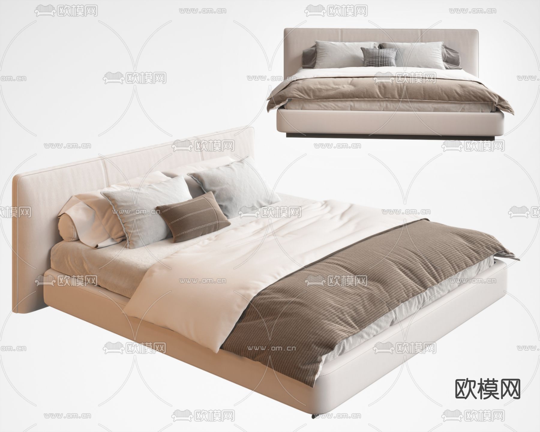 pertica 双人床3d模型下载