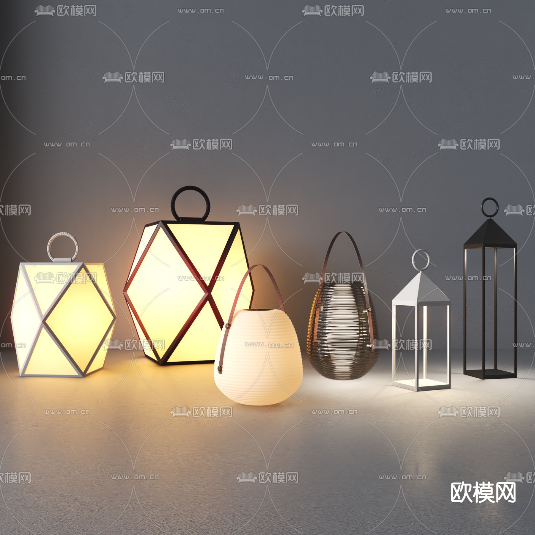 户外灯 草坪灯 手提灯3d模型下载