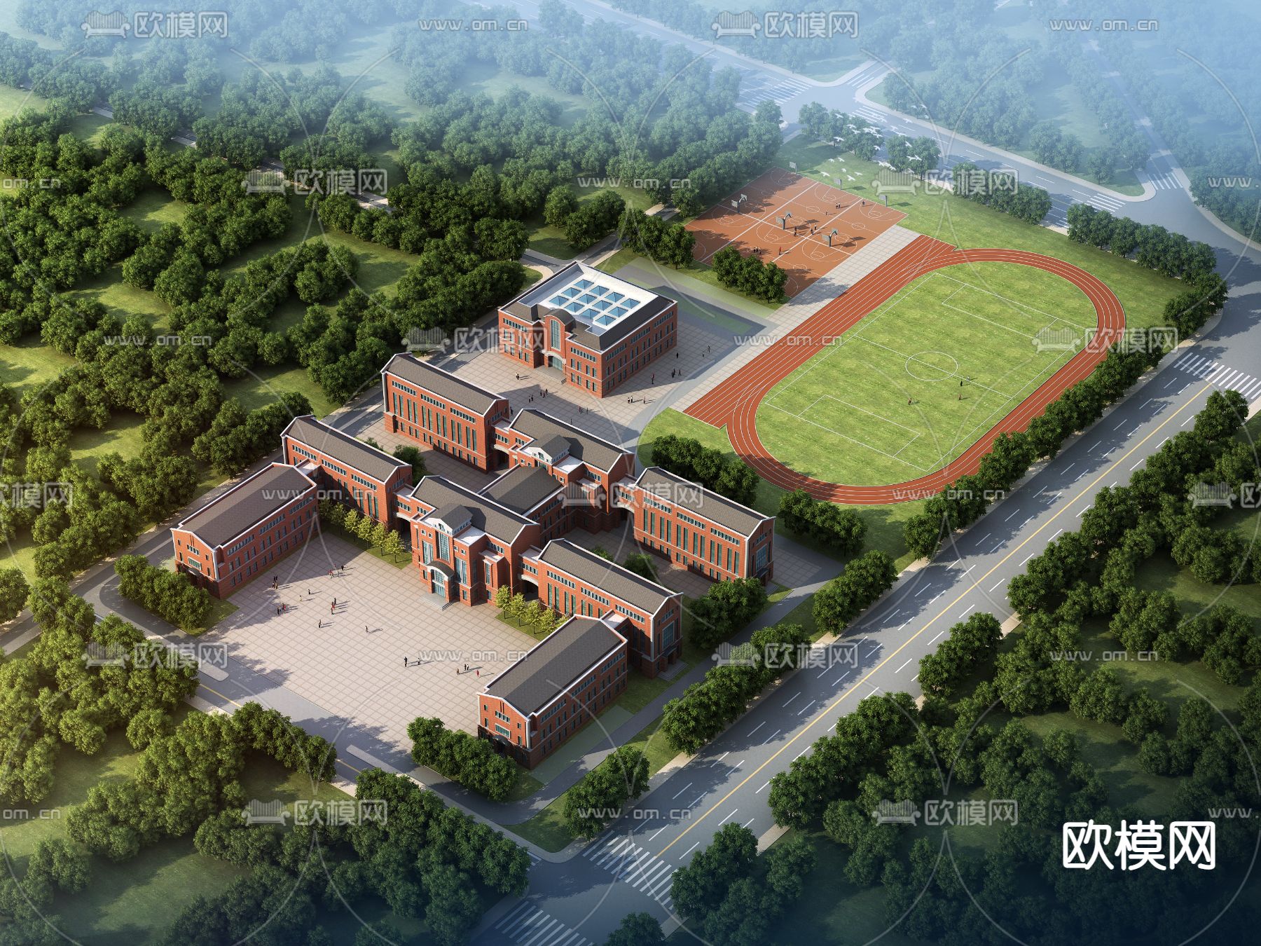 学校鸟瞰3d模型下载