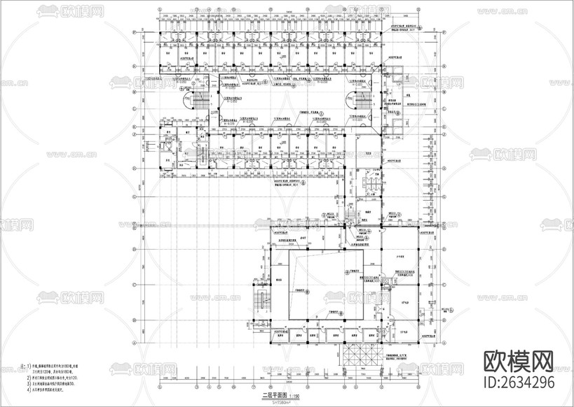多层宿舍楼食堂CAD施工图下载(渲染图3)