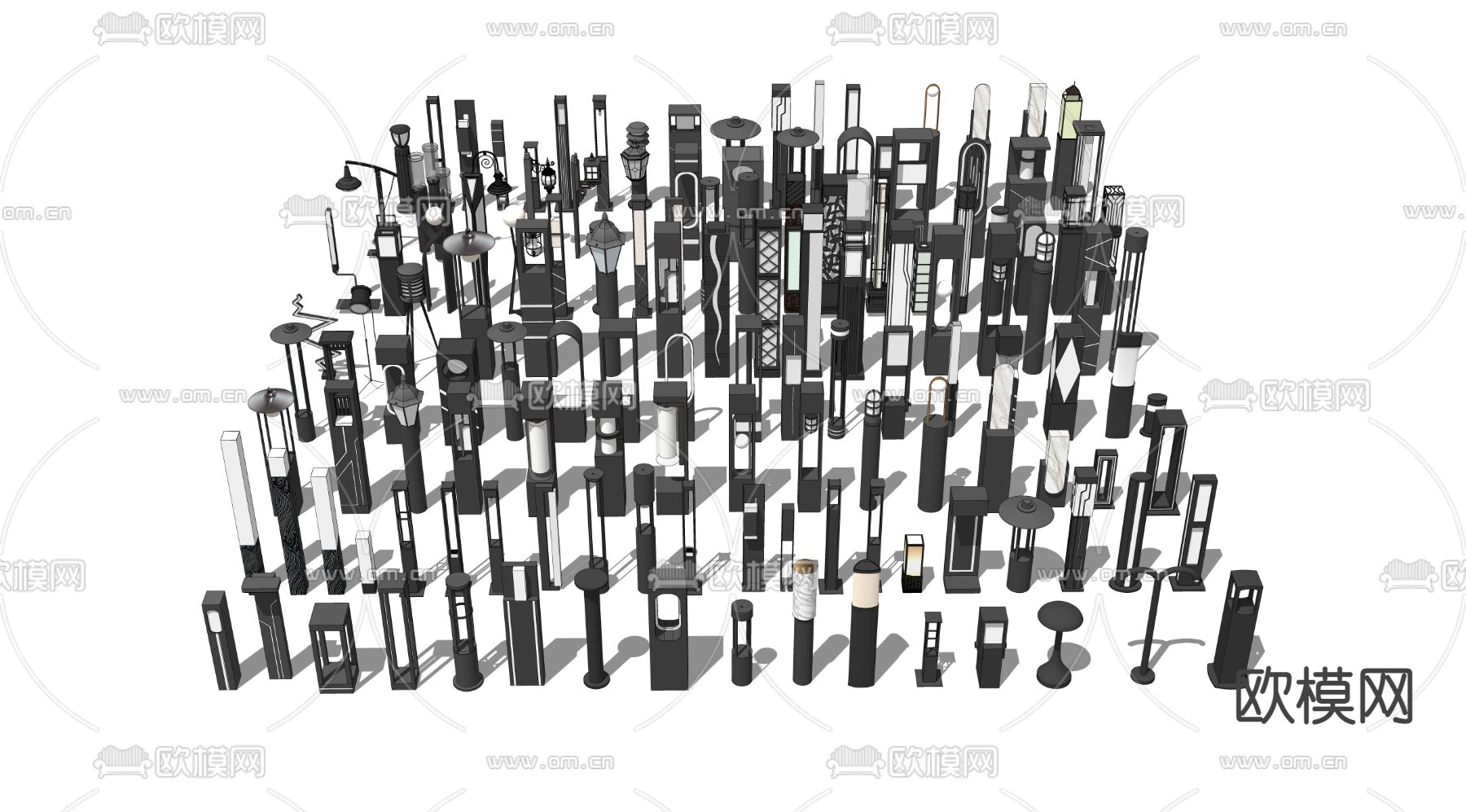 草坪灯 庭院灯 路灯su模型下载（渲染图3）