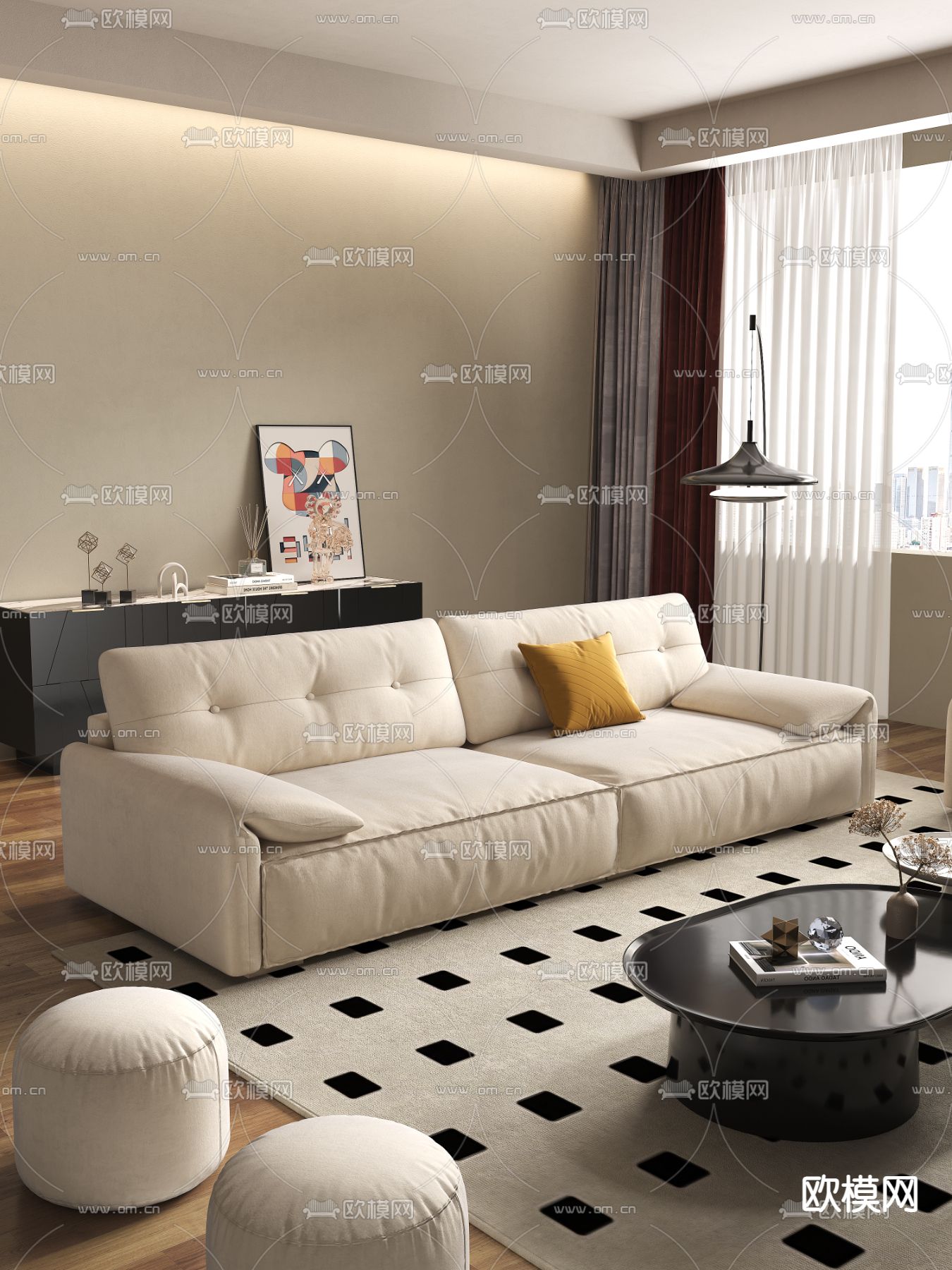 双人沙发 软体沙发3d模型下载