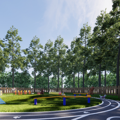  现代户外亲子乐园su模型 